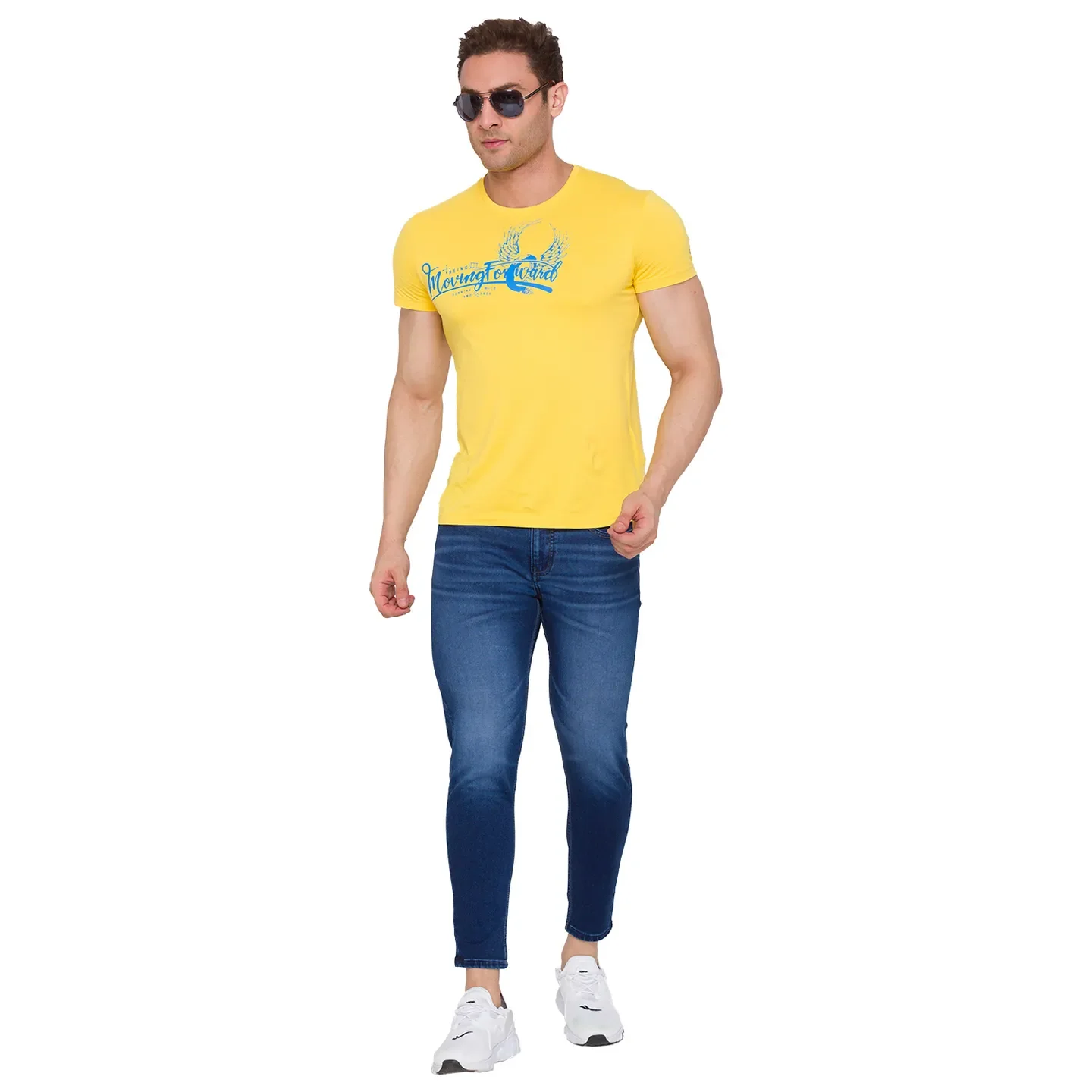 Blue Skinny Cropped Fit Men's Denims by Being Human Clothing - Image 6