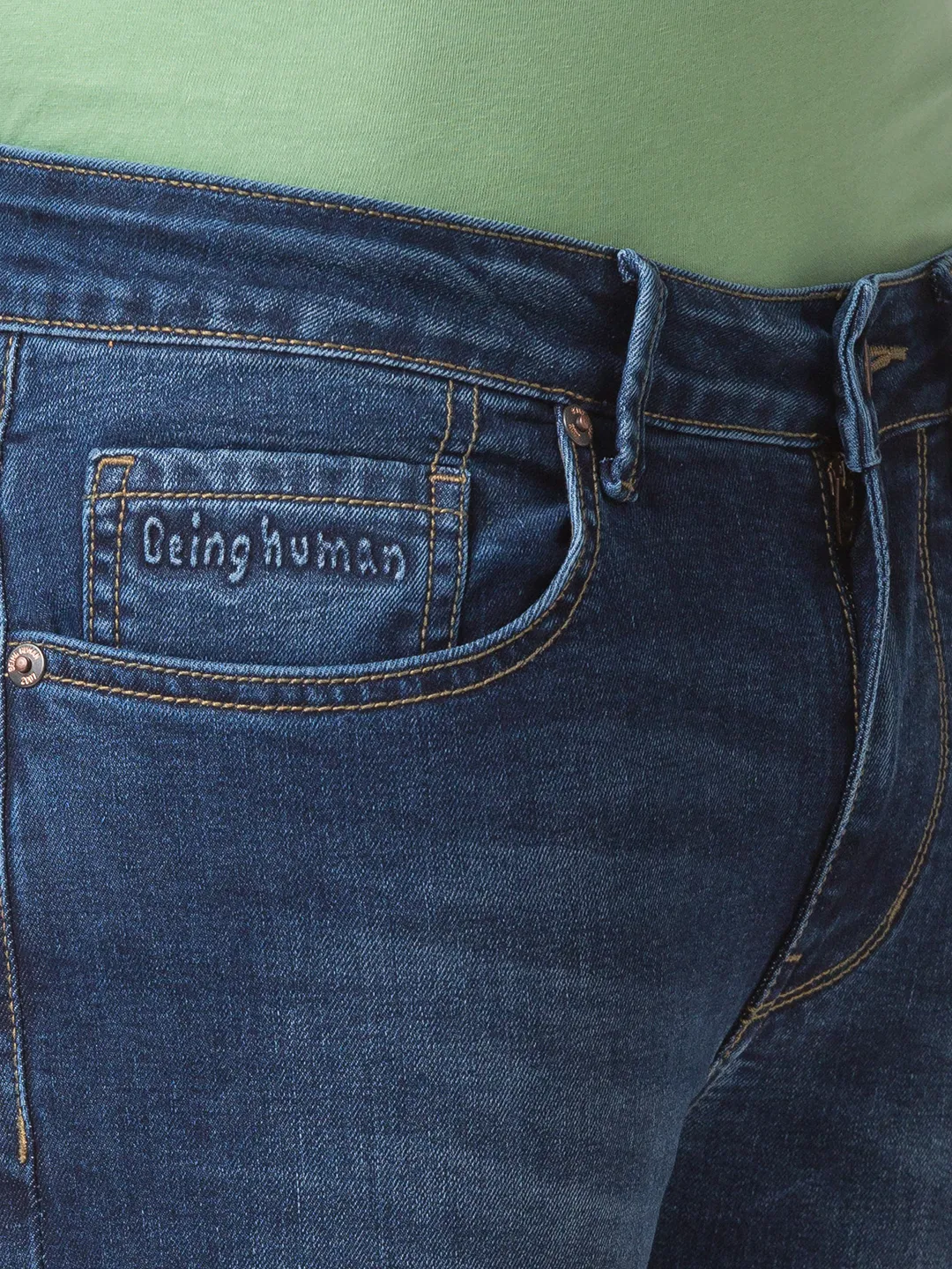 Blue Skinny Cropped Fit Men's Denims by Being Human Clothing - Image 3