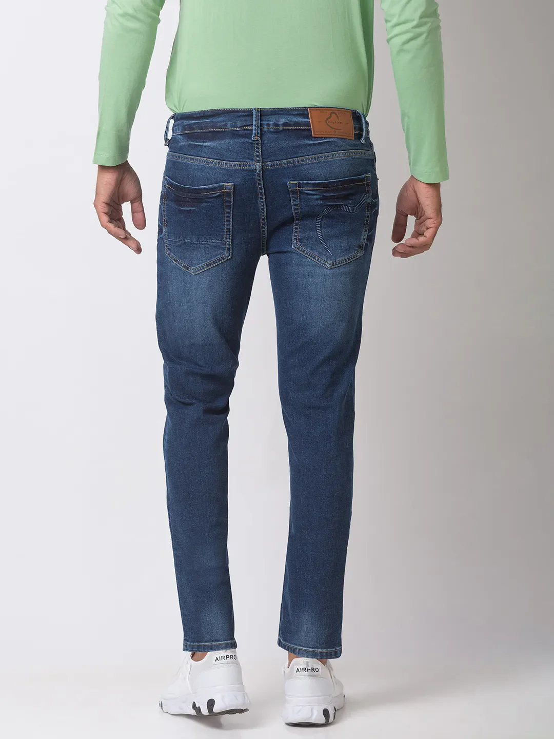 Blue Skinny Cropped Fit Men's Denims by Being Human Clothing - Image 4