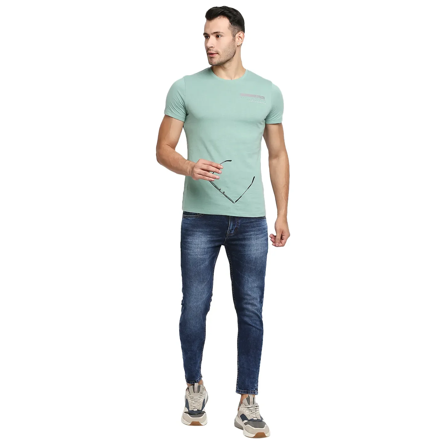 Blue Skinny Cropped Fit Men's Denims by Being Human Clothing - Image 5