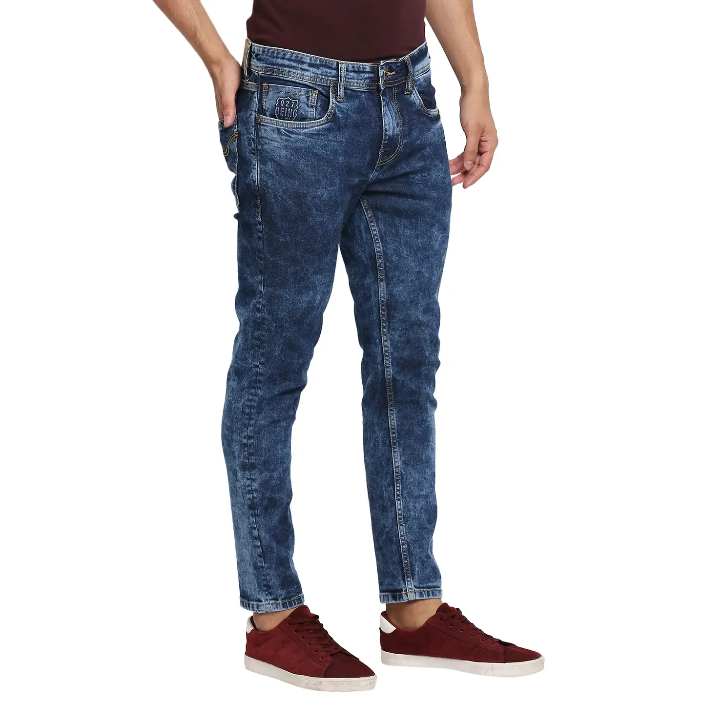 Blue Skinny Cropped Fit Men's Denims by Being Human Clothing - Image 2