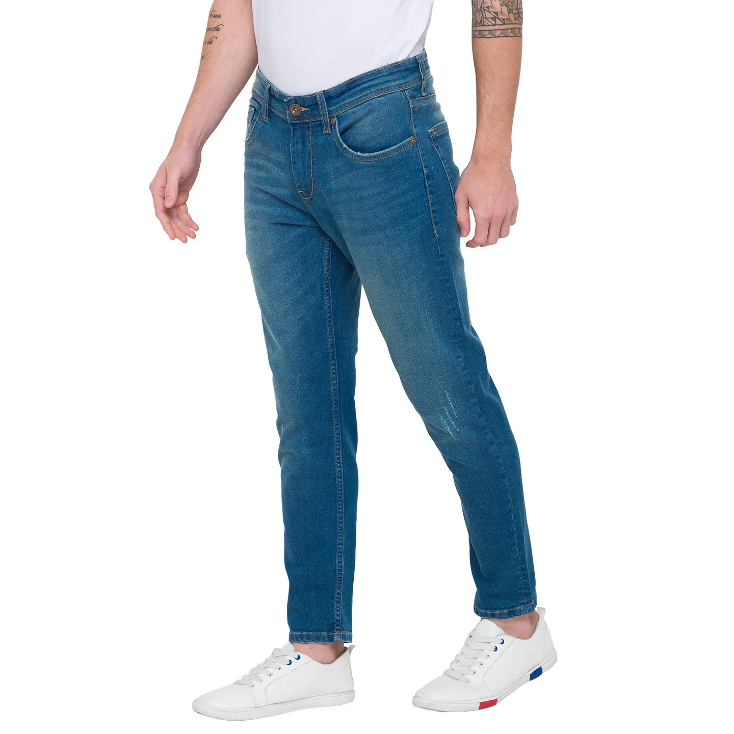 Blue Skinny Cropped Fit Men's Denims by Being Human Clothing - Image 3