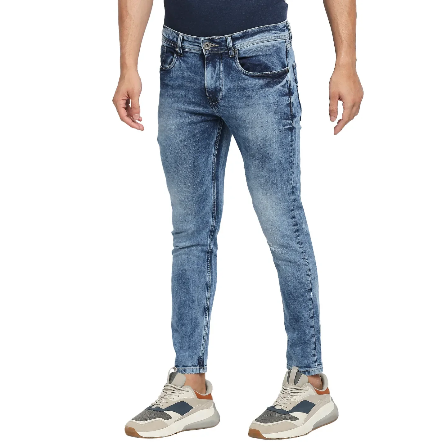 Blue Skinny Cropped Fit Men's Denims by Being Human Clothing - Image 5