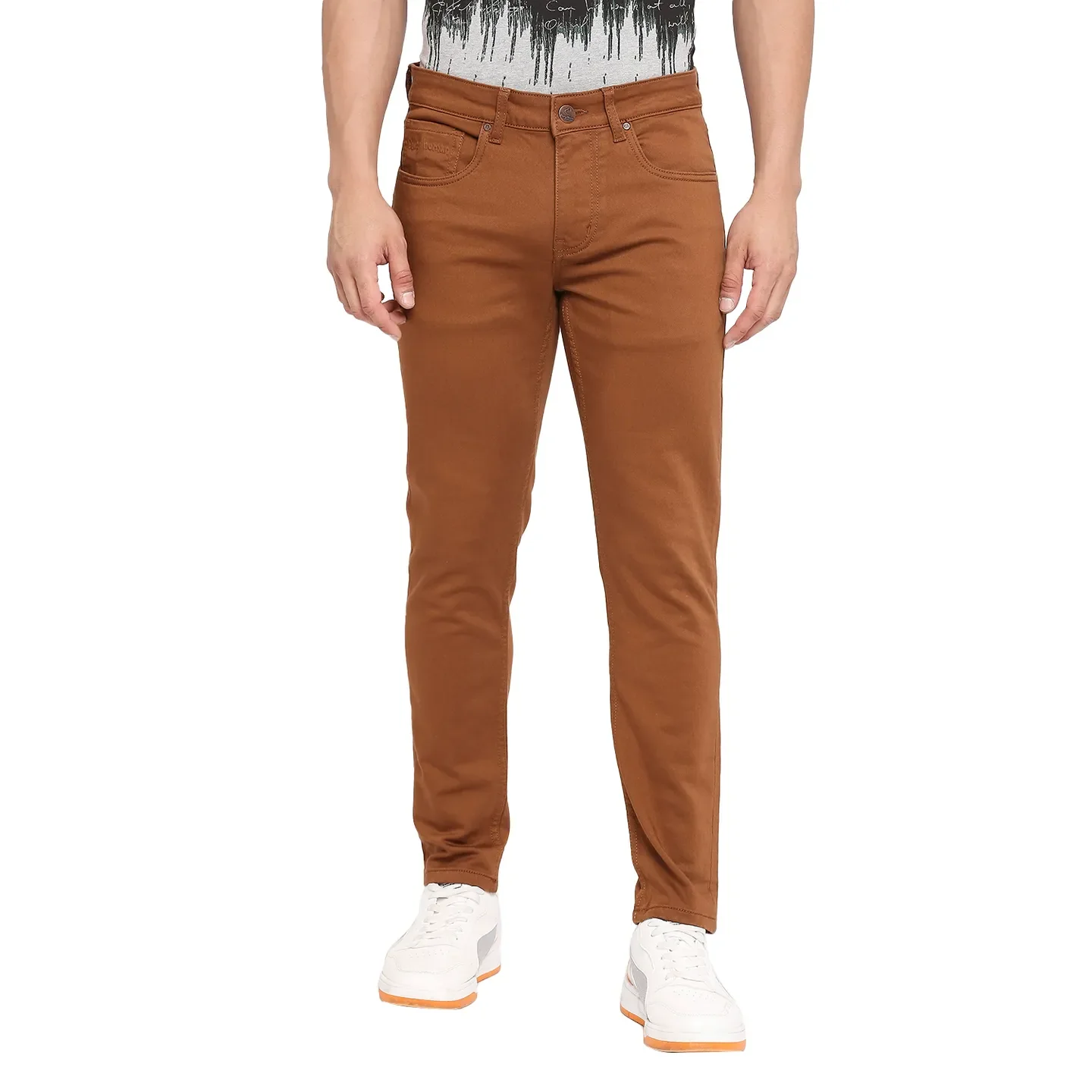 Orange Skinny Cropped Fit Men's Denims by Being Human Clothing