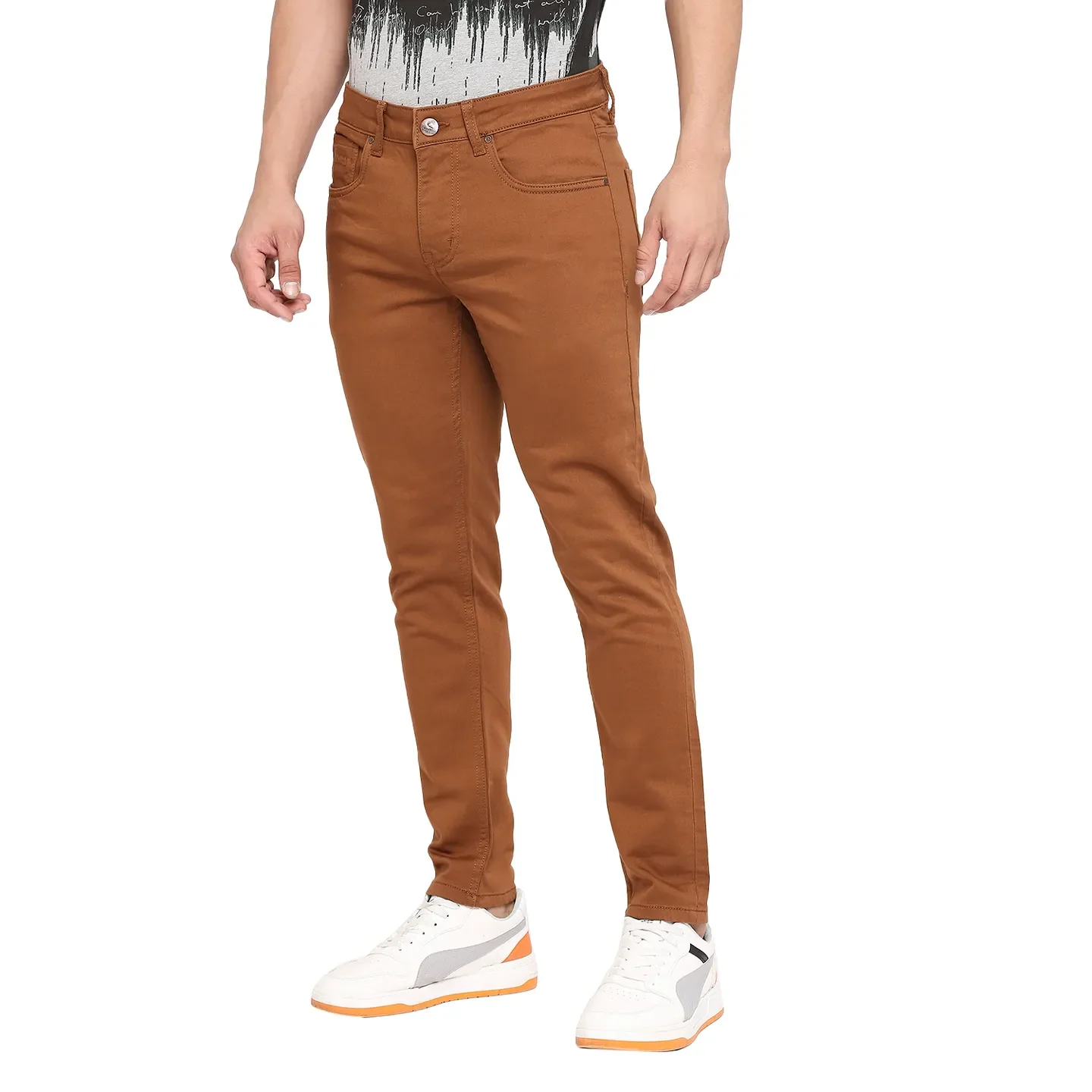 Orange Skinny Cropped Fit Men's Denims by Being Human Clothing - Image 2
