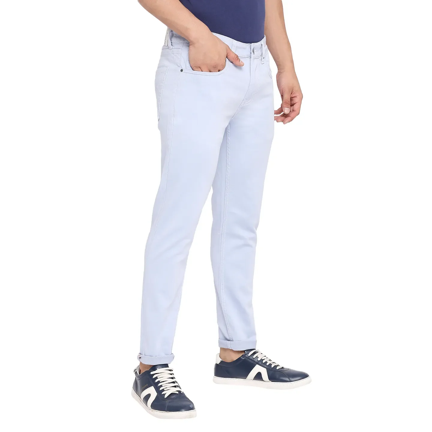 Blue Skinny Cropped Fit Men's Denims by Being Human Clothing - Image 3