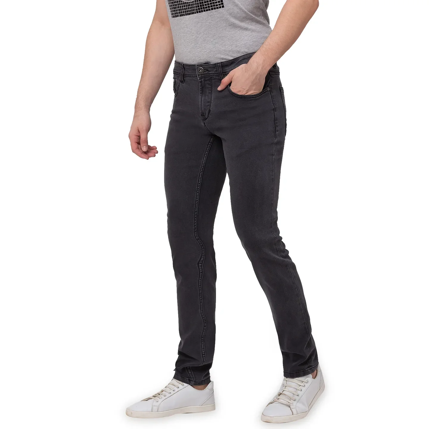 Black Skinny Straight Fit Men's Denims by Being Human Clothing - Image 5