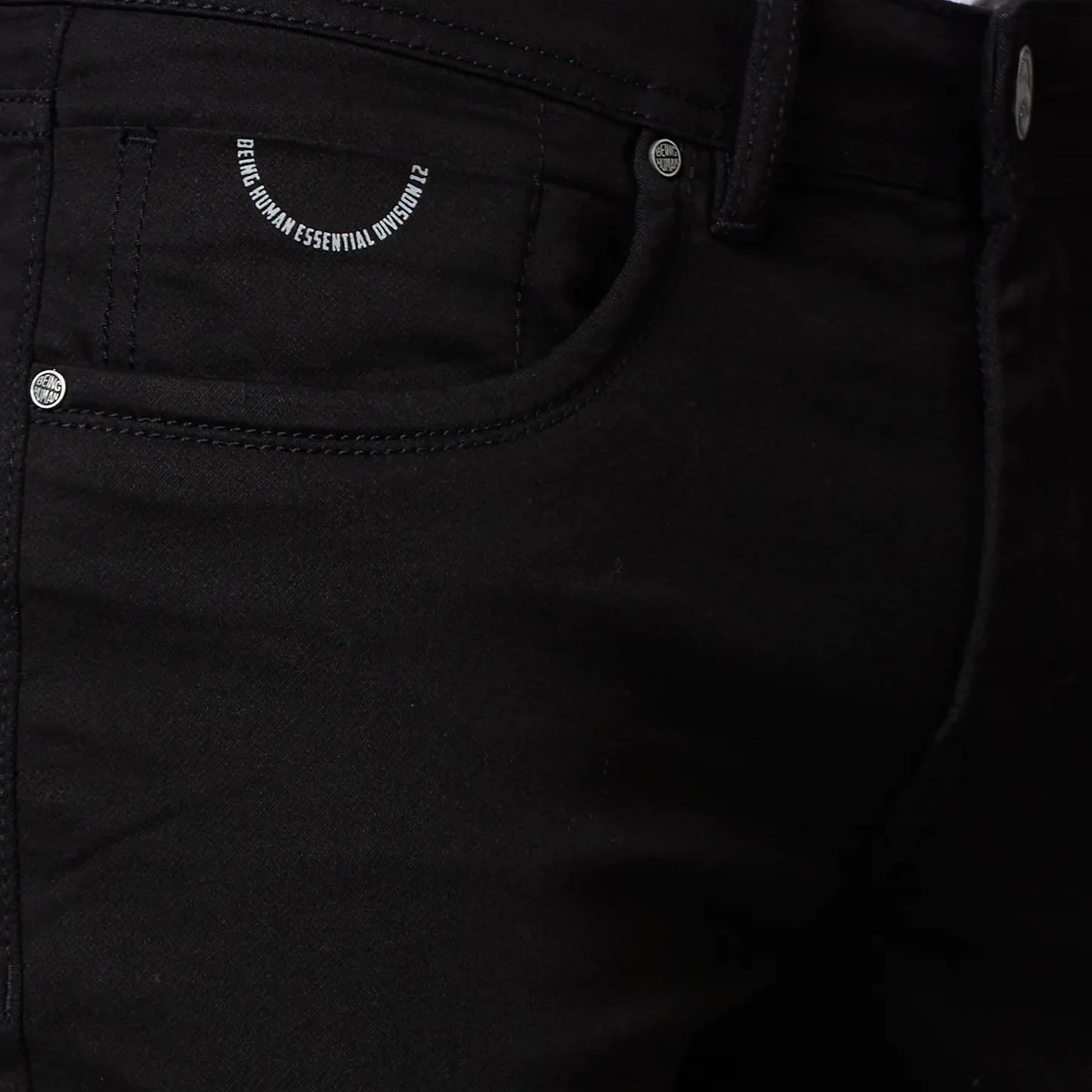 Black Skinny Straight Fit Men's Denims by Being Human Clothing - Image 4