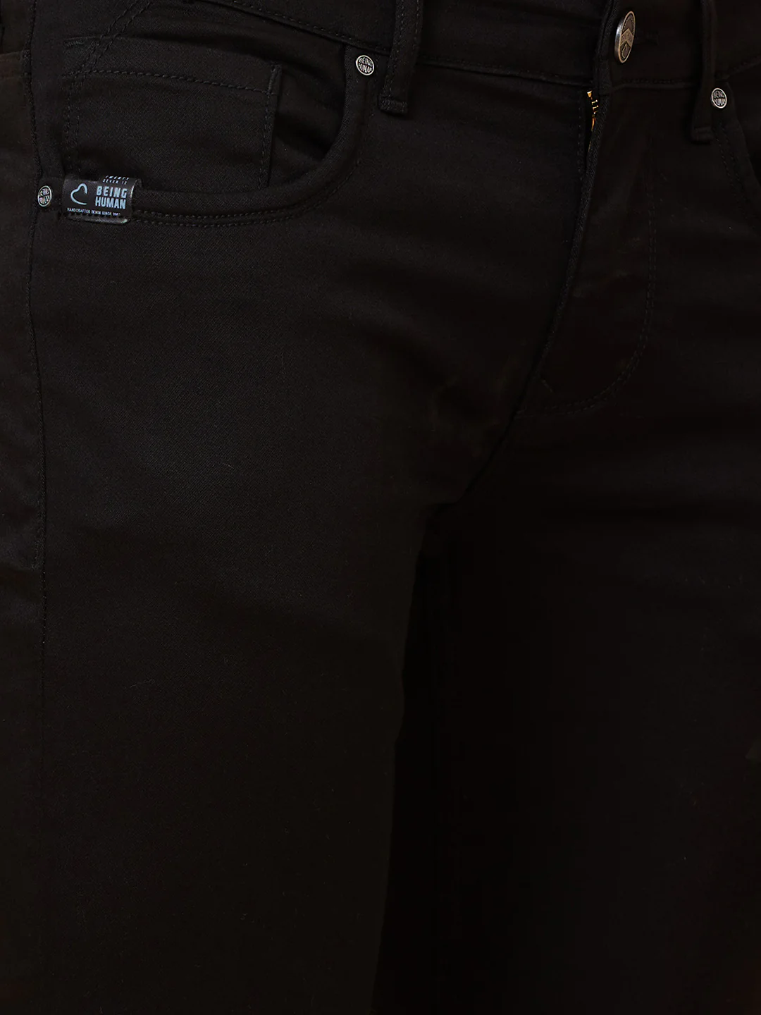 Black Skinny Fit Denims For Men By Being Human Clothing - Image 5