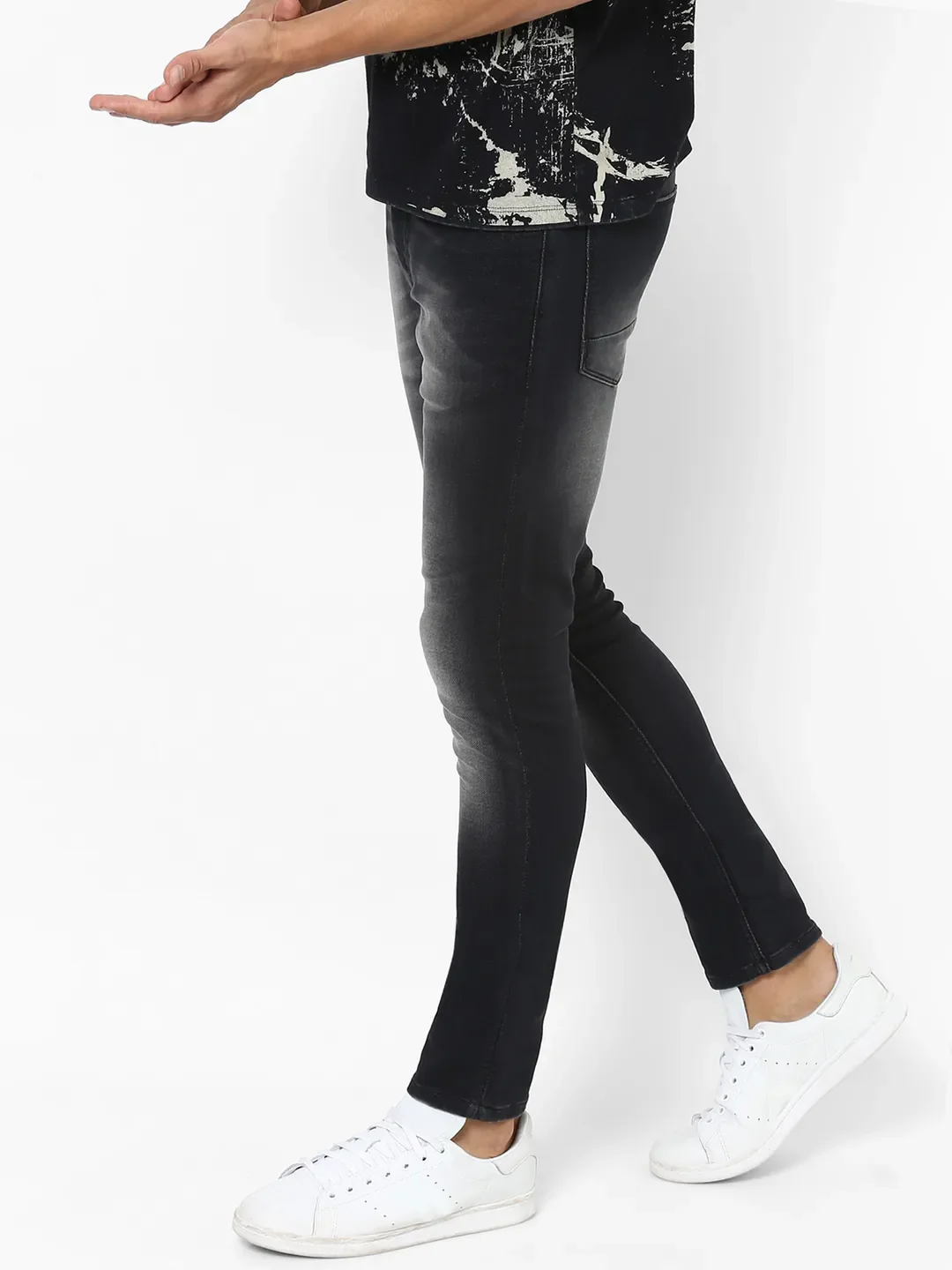 Black Skinny Straight Fit Men's Denims by Being Human Clothing - Image 2