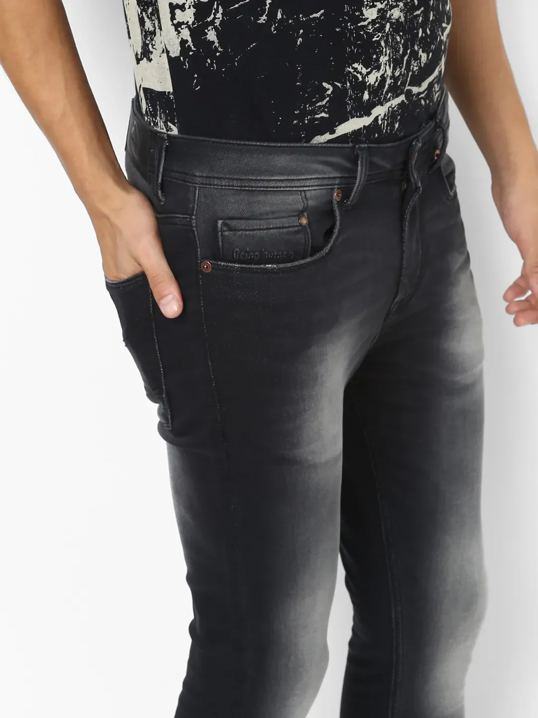 Black Skinny Straight Fit Men's Denims by Being Human Clothing - Image 4