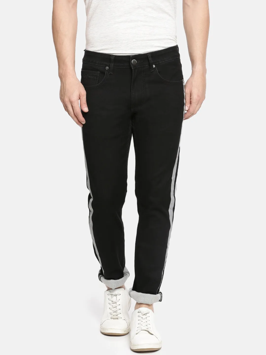 Black Skinny Straight Fit Men's Denims by Being Human Clothing