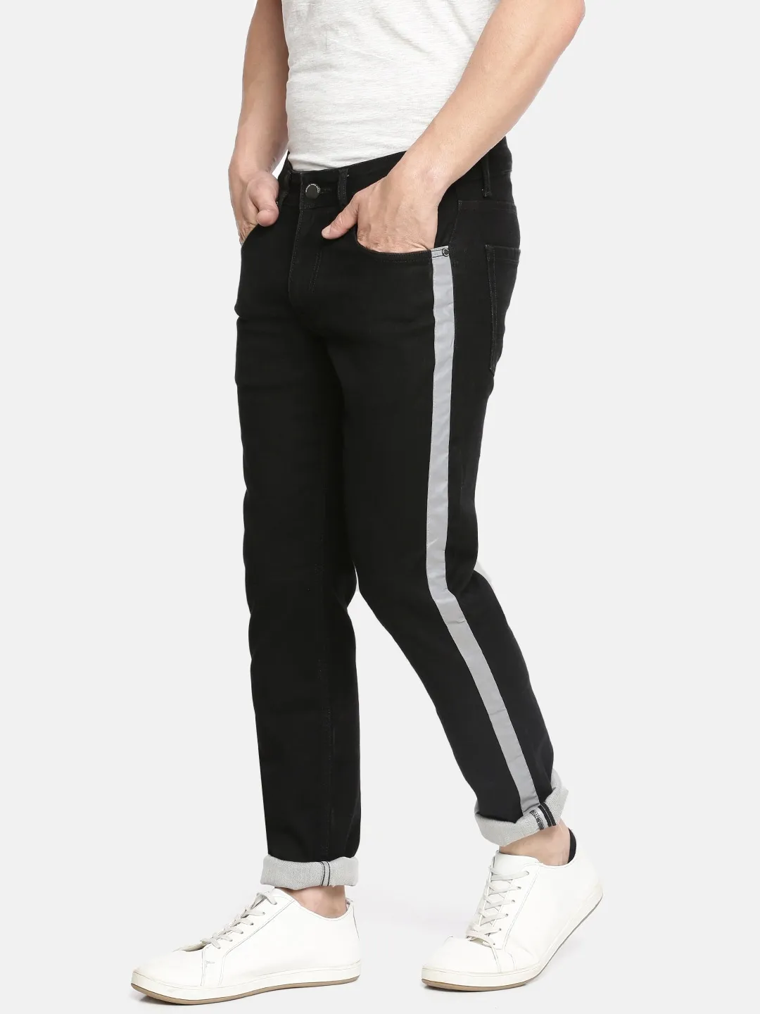 Black Skinny Straight Fit Men's Denims by Being Human Clothing - Image 2