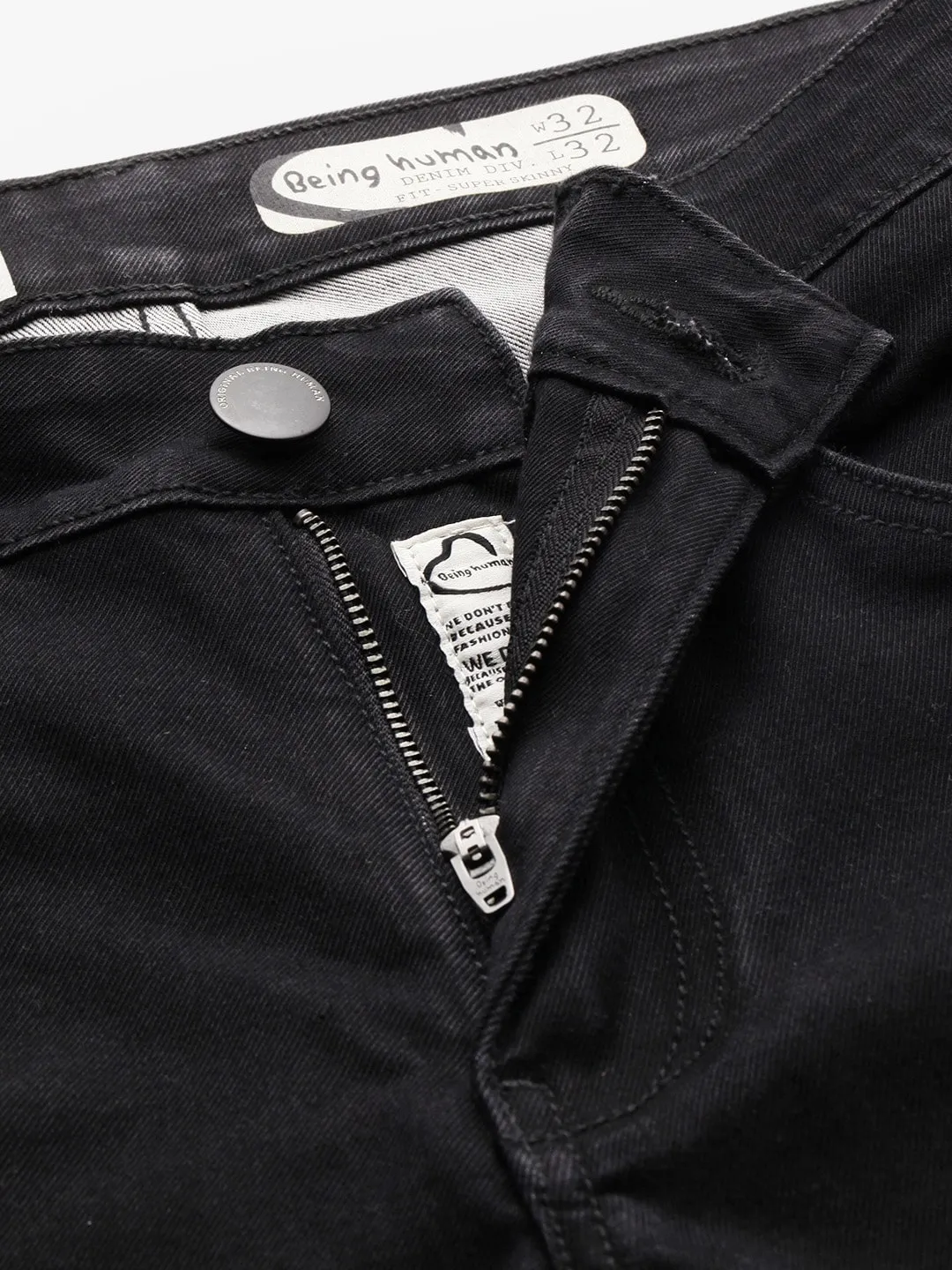 Black Skinny Straight Fit Men's Denims by Being Human Clothing - Image 4
