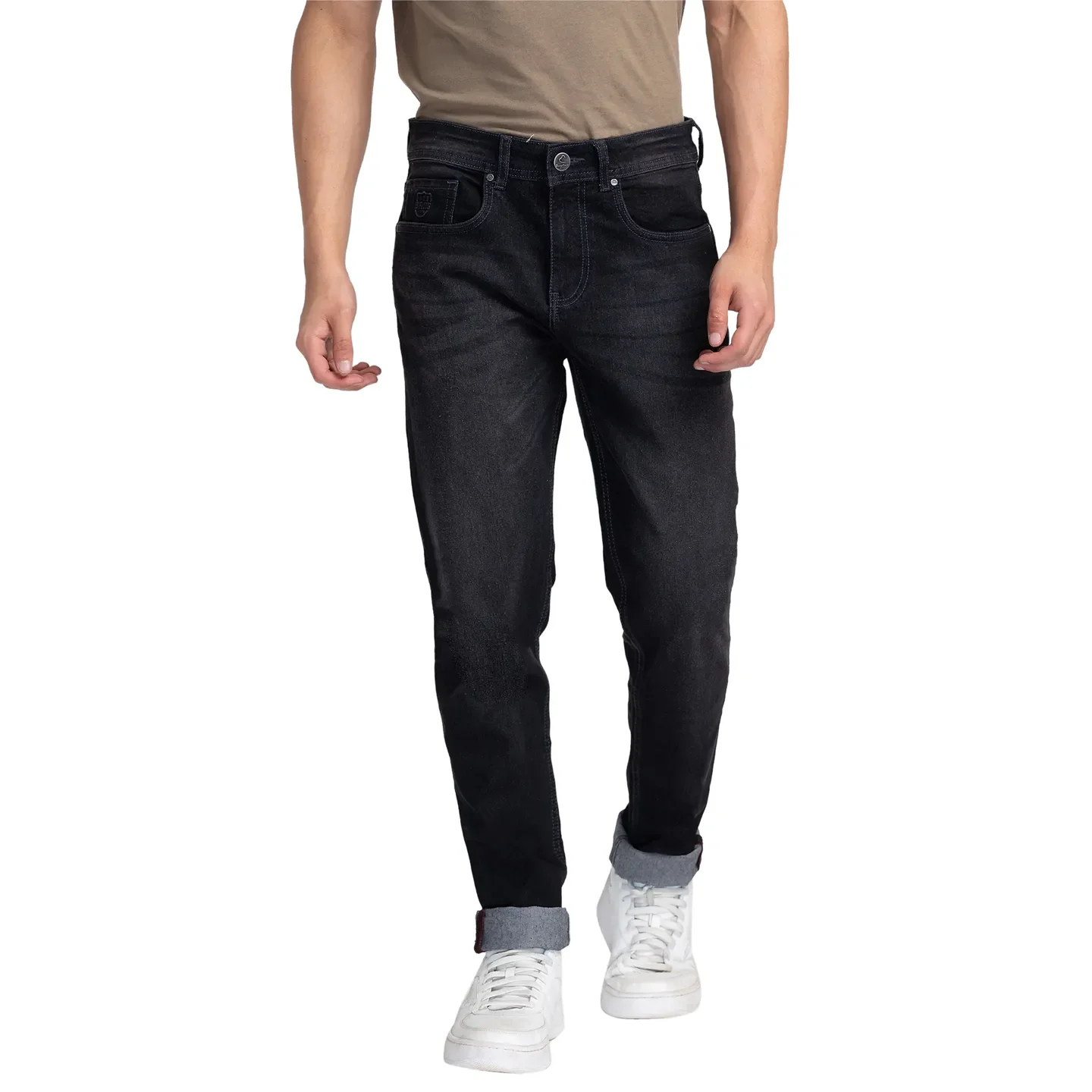 Black Skinny Straight Fit Men's Denims by Being Human Clothing