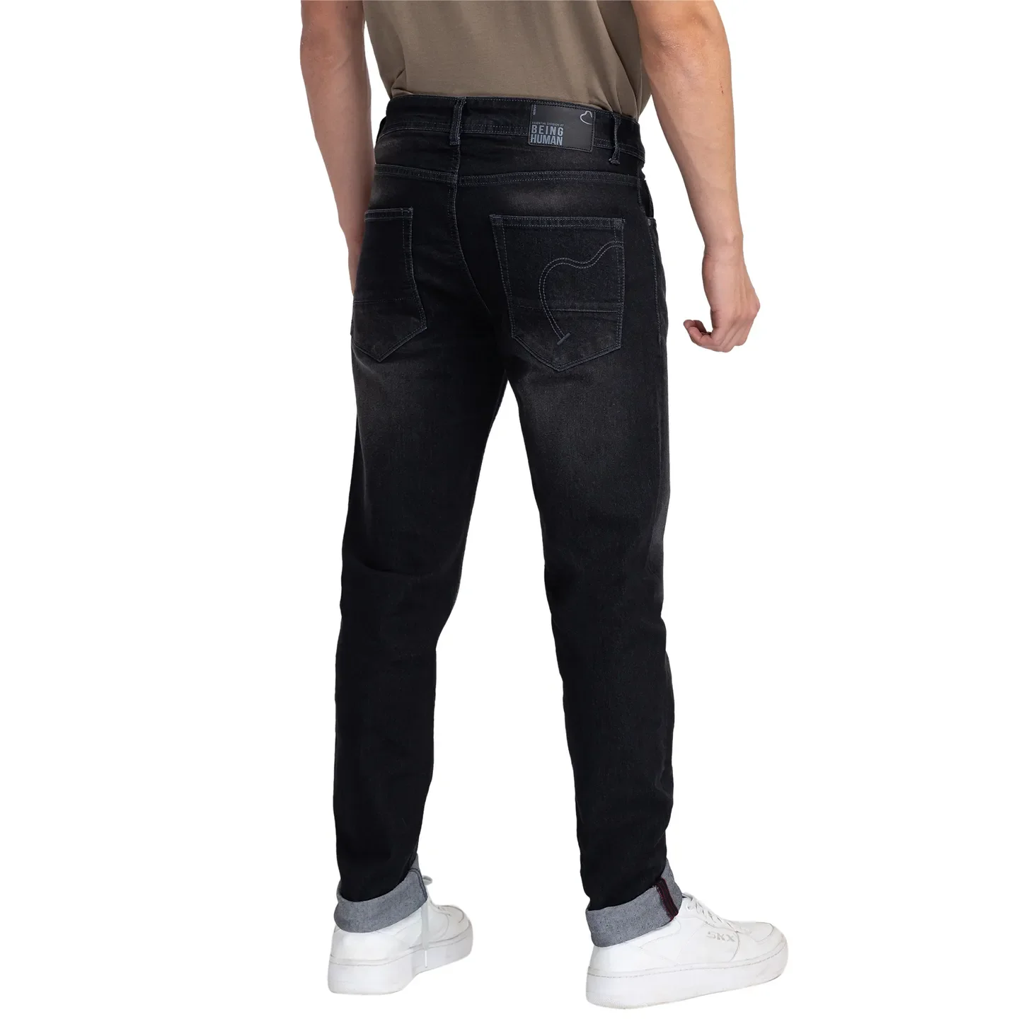 Black Skinny Straight Fit Men's Denims by Being Human Clothing - Image 3