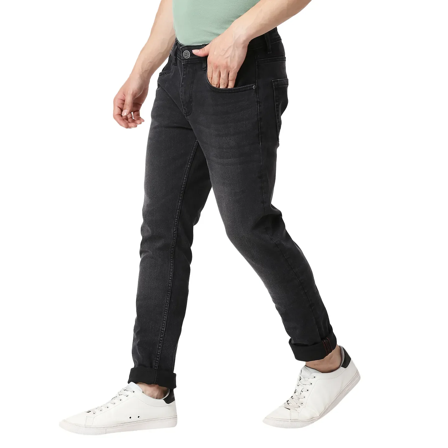 Black Skinny Straight Fit Men's Denims by Being Human Clothing - Image 2
