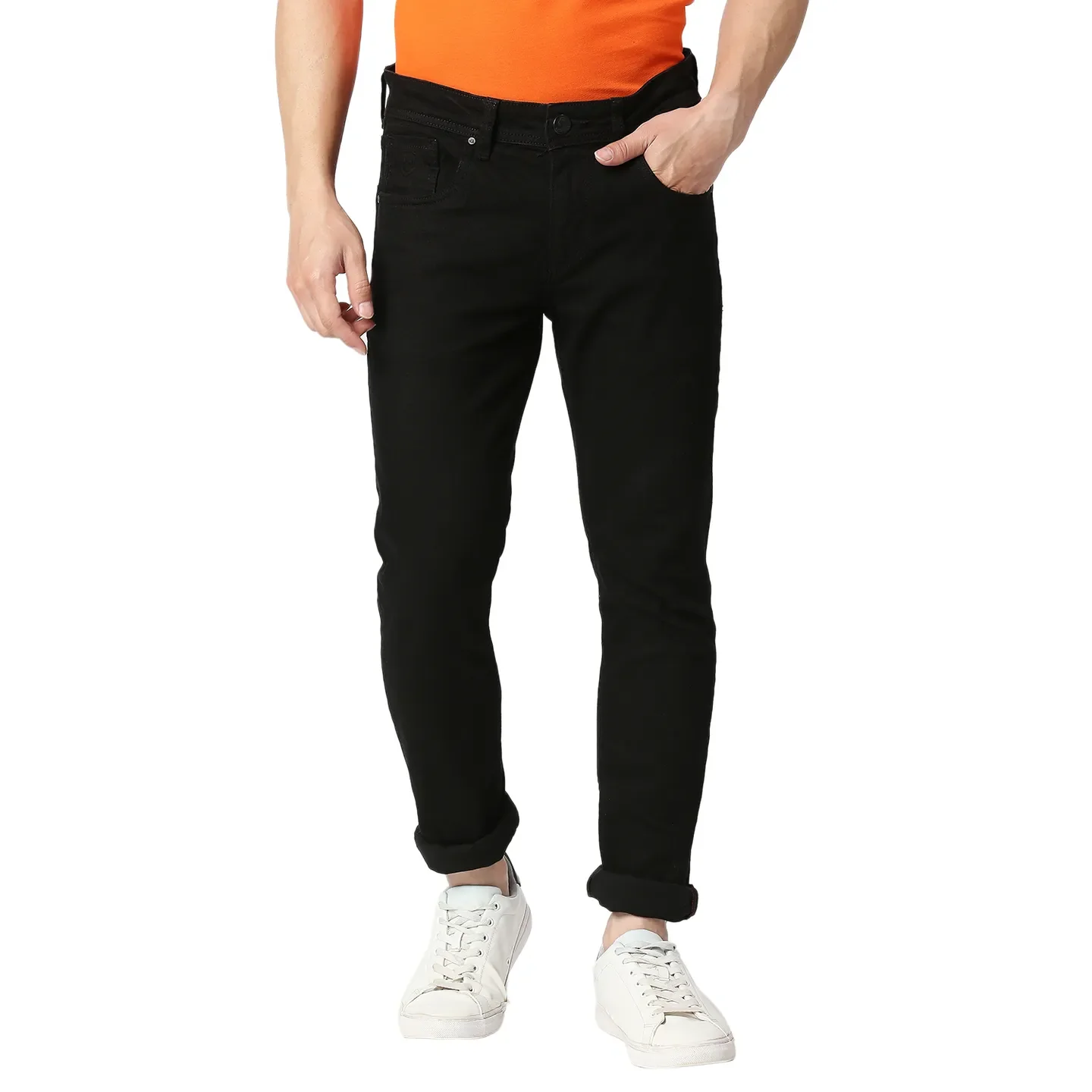 Black Skinny Straight Fit Men's Denims by Being Human Clothing