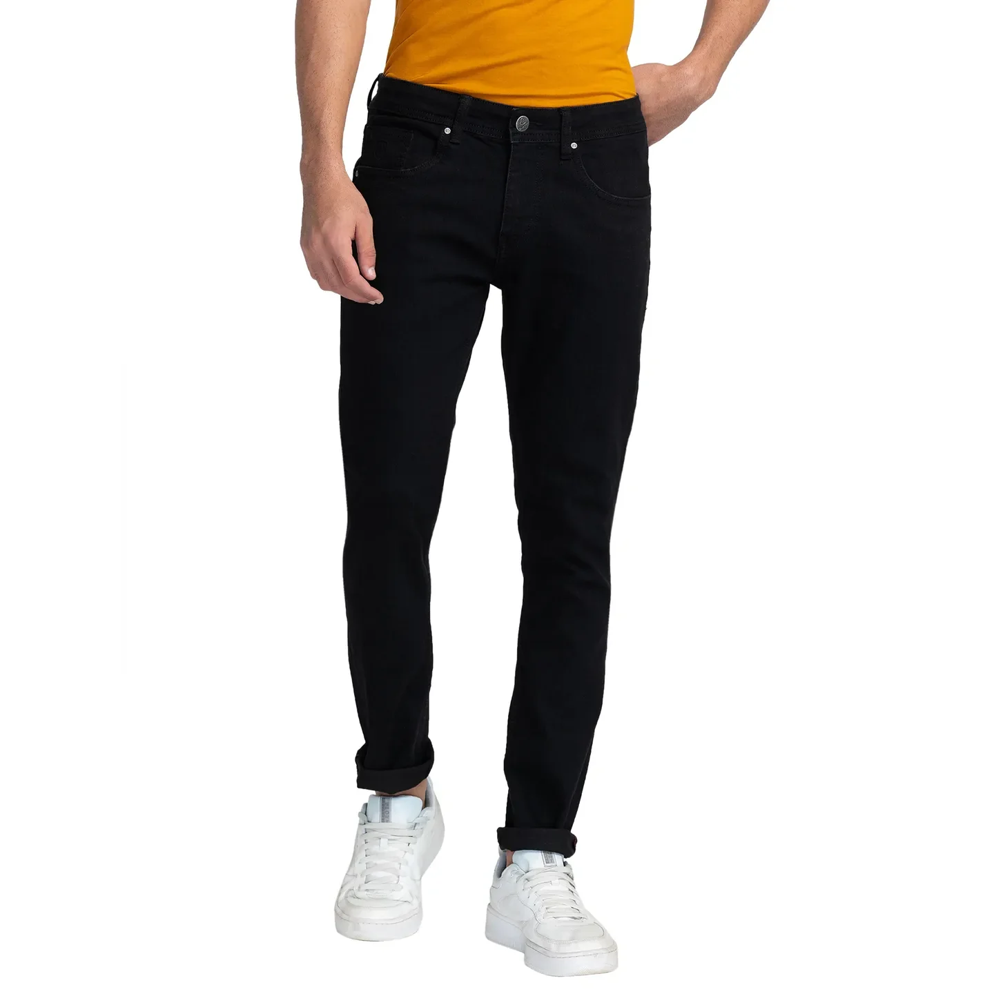 Black Skinny Straight Fit Men's Denims by Being Human Clothing