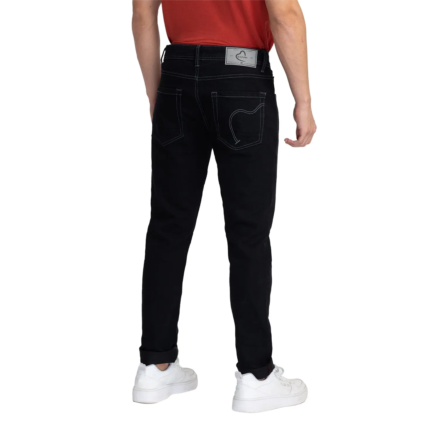 Black Skinny Straight Fit Men's Denims by Being Human Clothing - Image 3