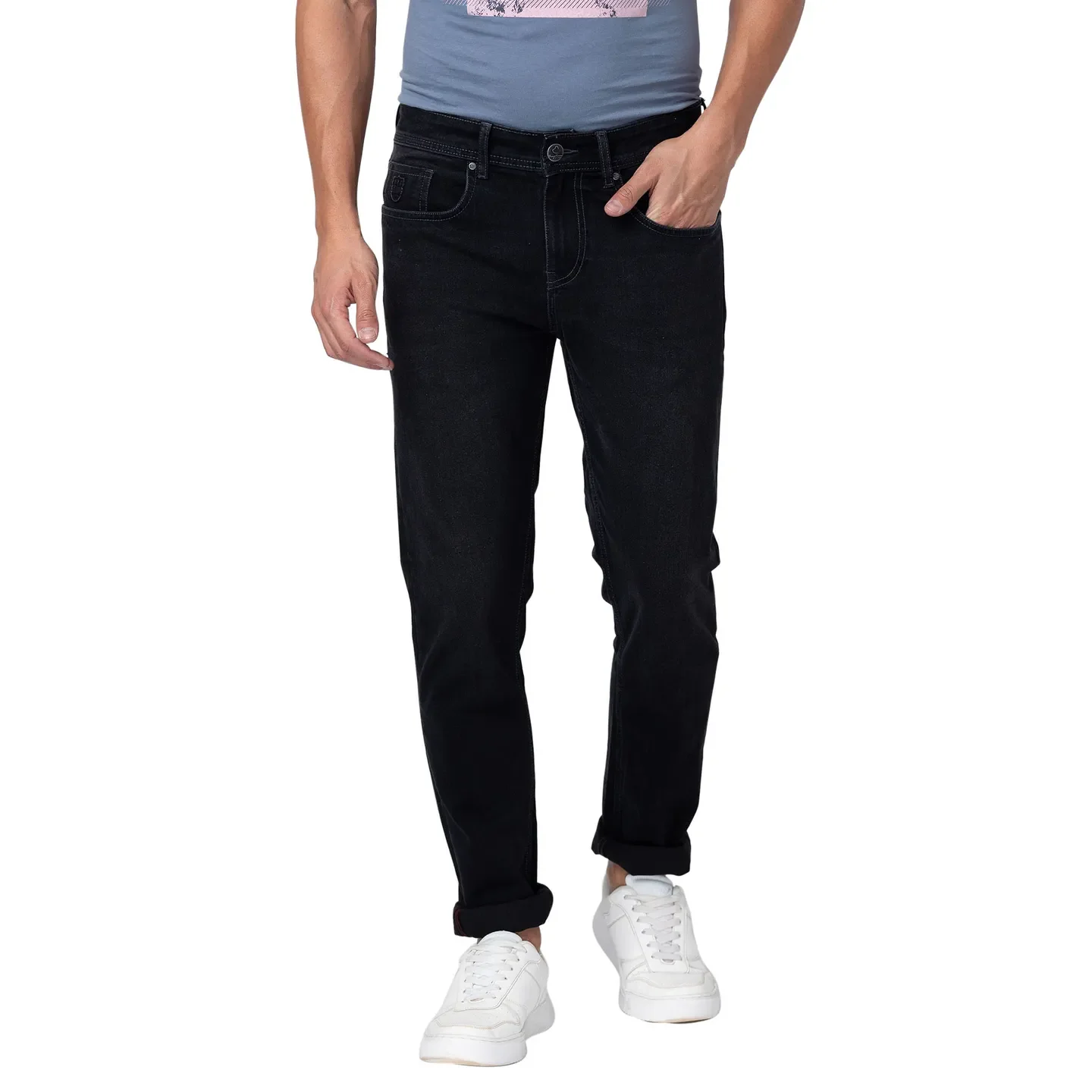 Black Skinny Straight Fit Men's Denims by Being Human Clothing