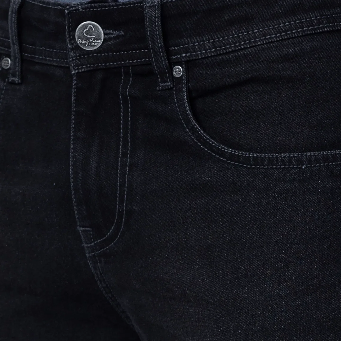 Black Skinny Straight Fit Men's Denims by Being Human Clothing - Image 4
