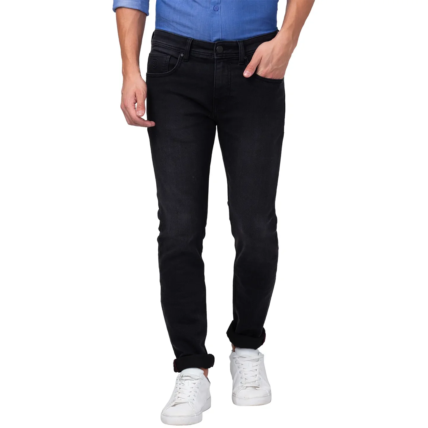 Black Skinny Straight Fit Men's Denims by Being Human Clothing