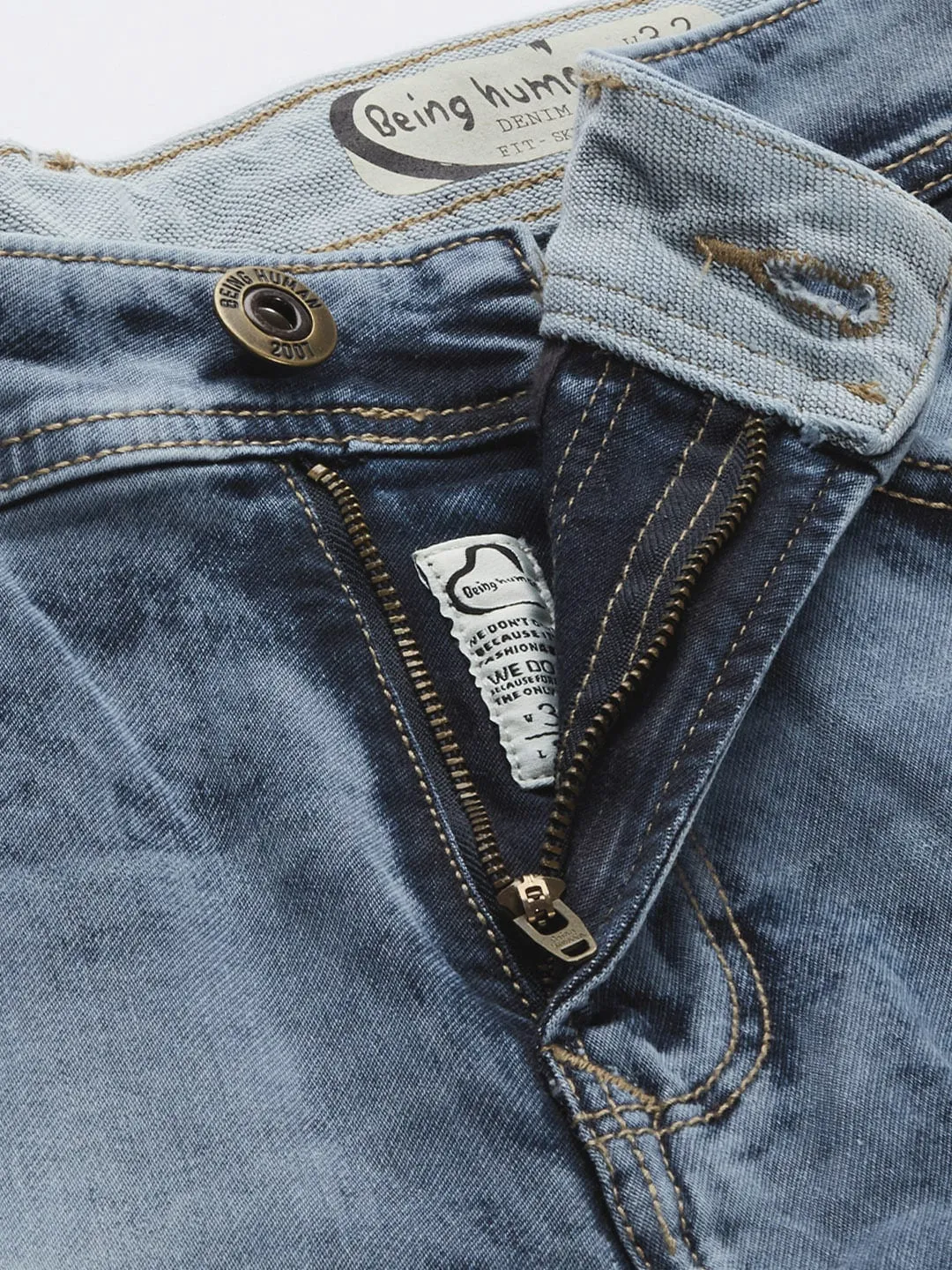 Blue Skinny Straight Fit Men's Denims by Being Human Clothing - Image 4