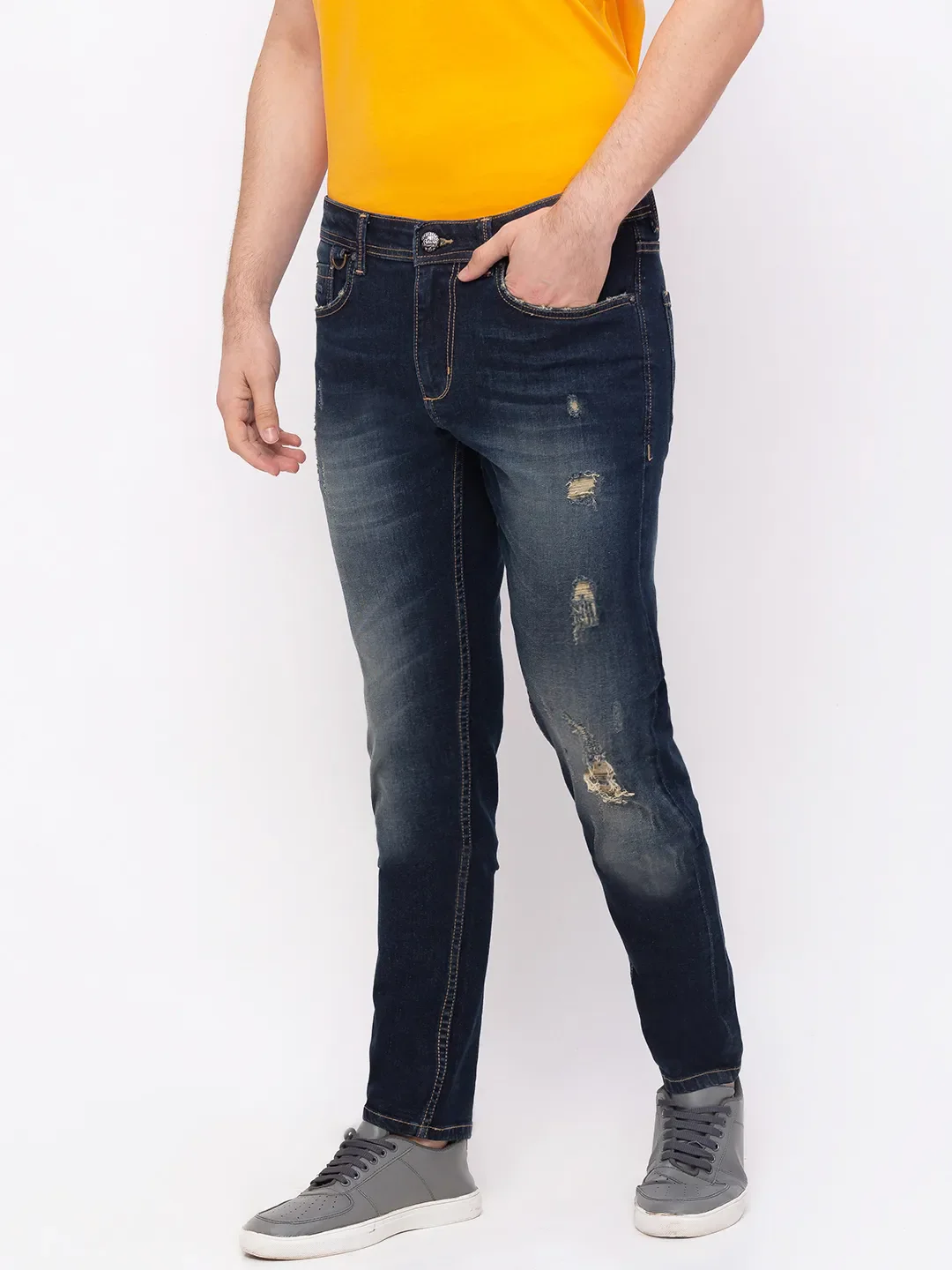 Blue Skinny Straight Fit Men's Denims by Being Human Clothing - Image 2