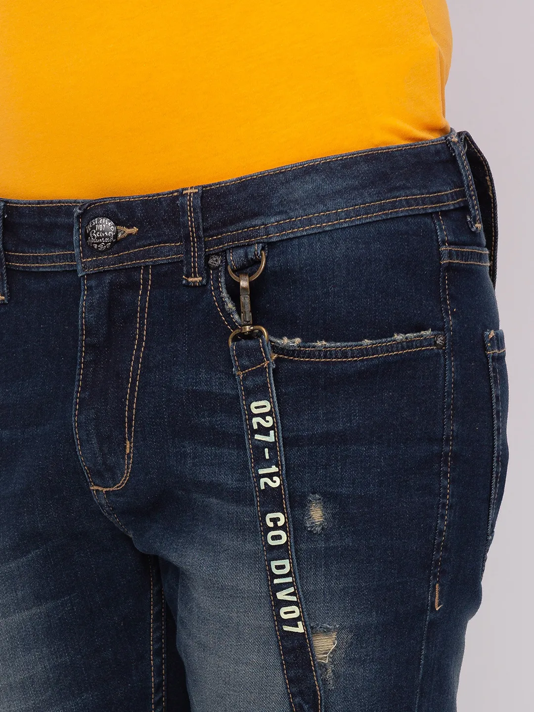 Blue Skinny Straight Fit Men's Denims by Being Human Clothing - Image 4
