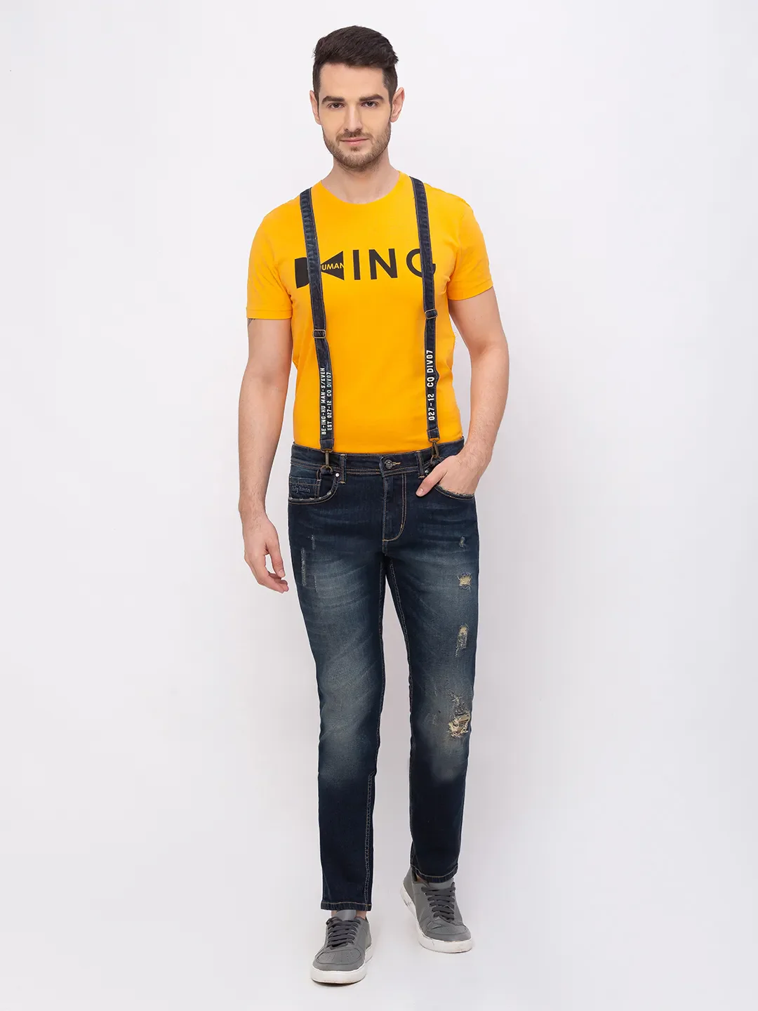 Blue Skinny Straight Fit Men's Denims by Being Human Clothing - Image 5