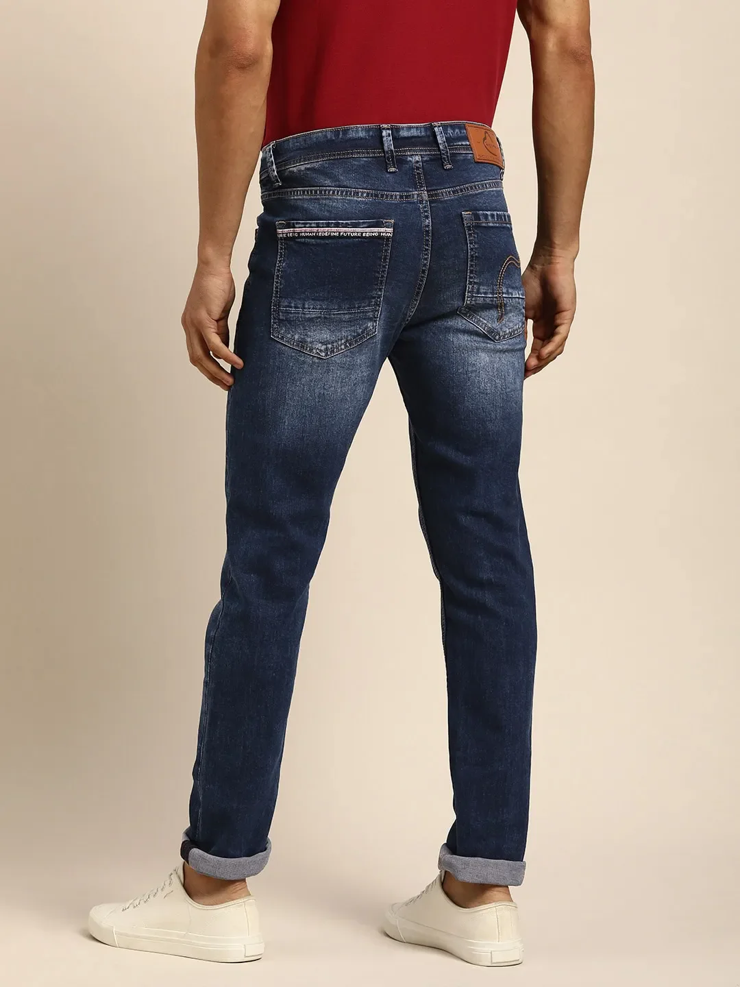Blue Skinny Straight Fit Men's Denims by Being Human Clothing - Image 3