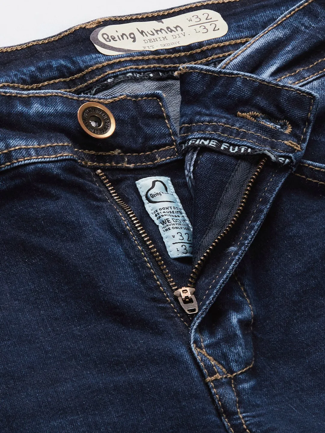 Blue Skinny Straight Fit Men's Denims by Being Human Clothing - Image 4