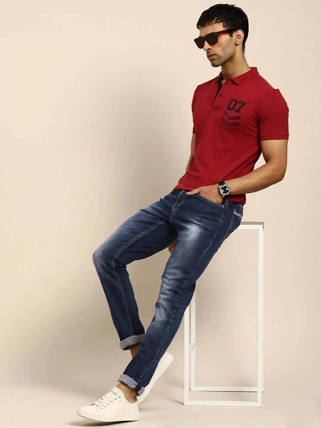 Blue Skinny Straight Fit Men's Denims by Being Human Clothing - Image 5