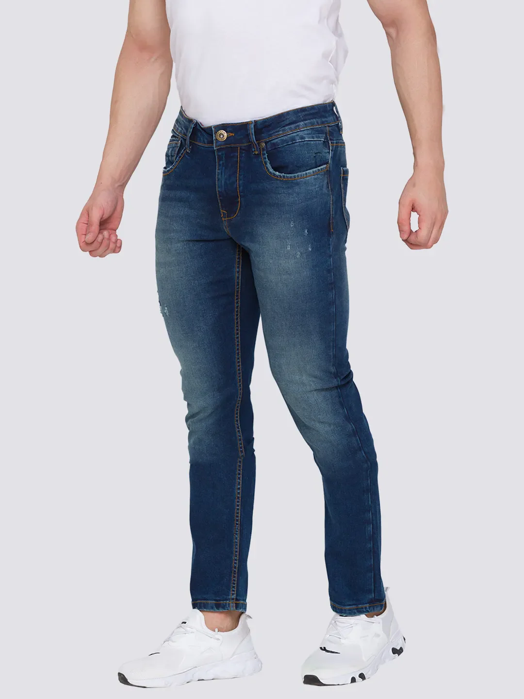 Blue Skinny Straight Fit Men's Denims by Being Human Clothing - Image 2