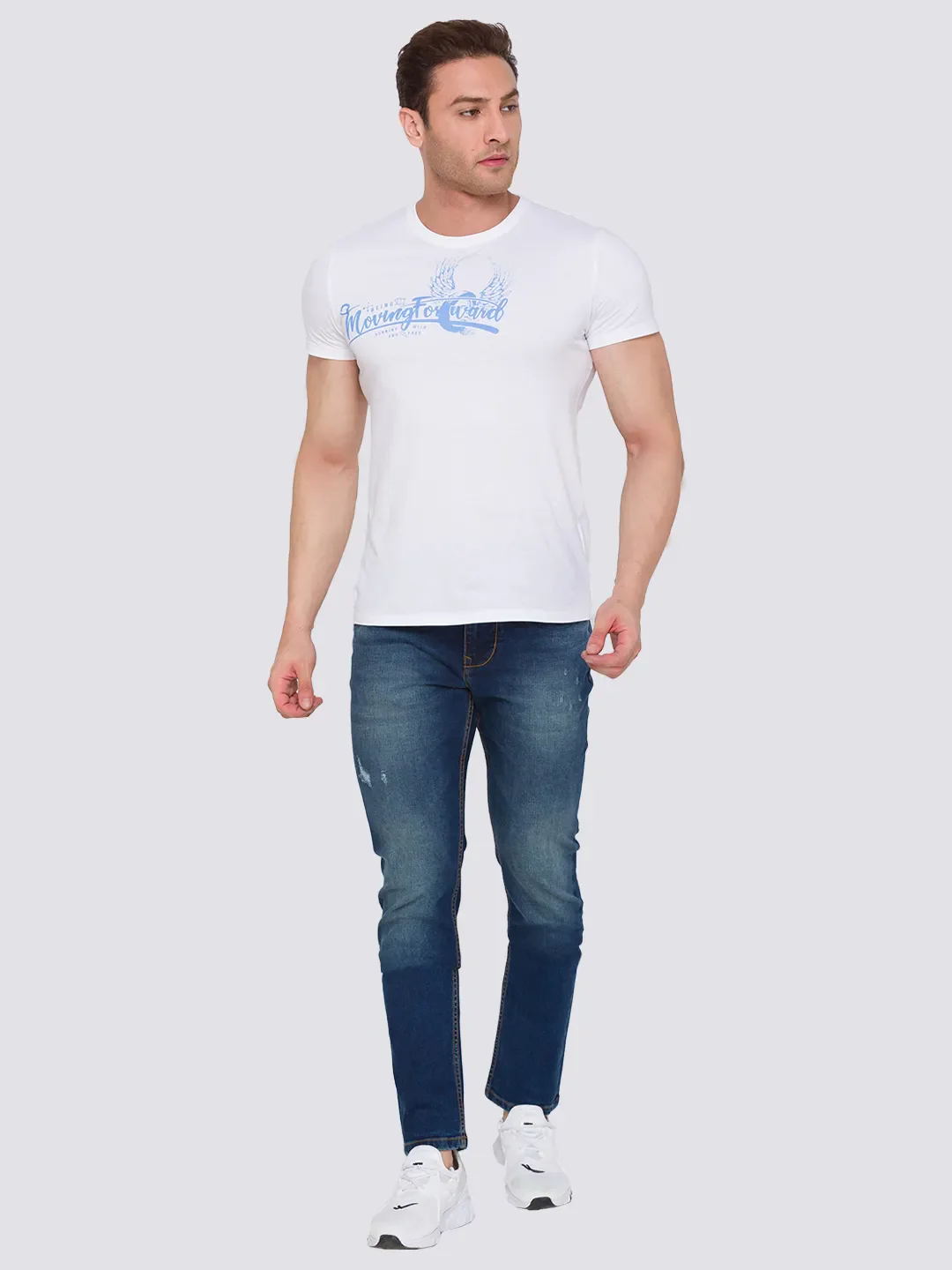 Blue Skinny Straight Fit Men's Denims by Being Human Clothing - Image 5