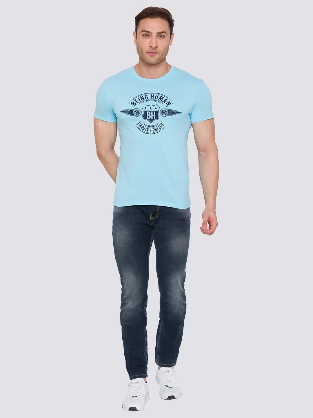 Blue Skinny Straight Fit Men's Denims by Being Human Clothing - Image 5
