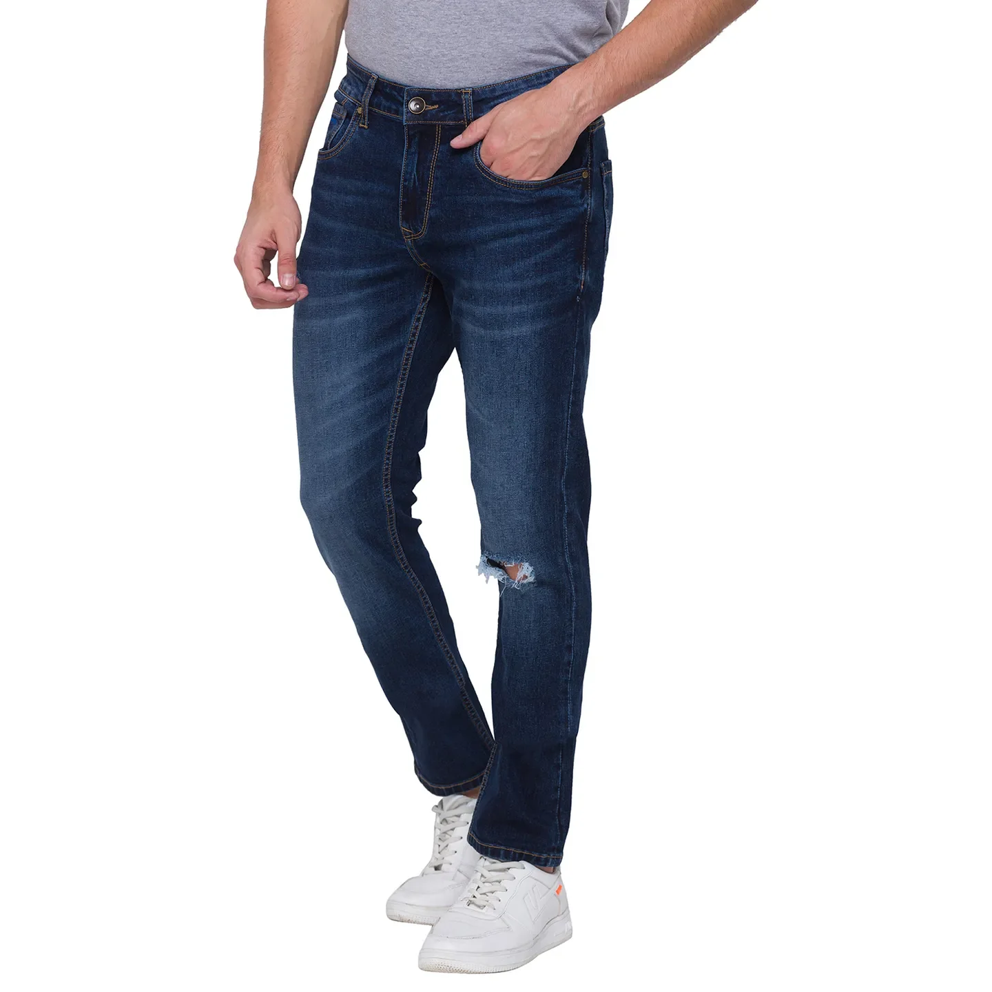 Blue Skinny Straight Fit Men's Denims by Being Human Clothing - Image 4