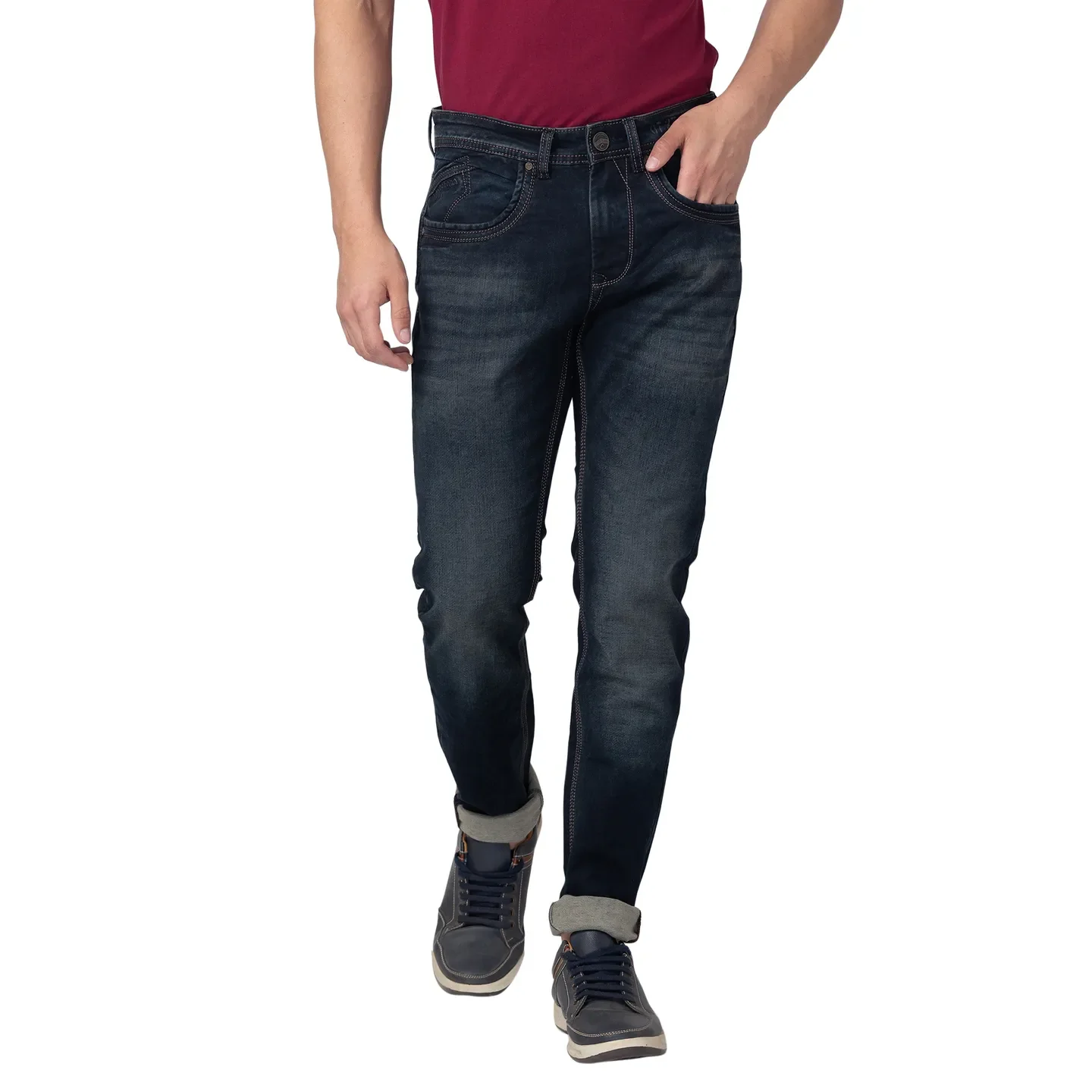 Blue Skinny Straight Fit Men's Denims by Being Human Clothing