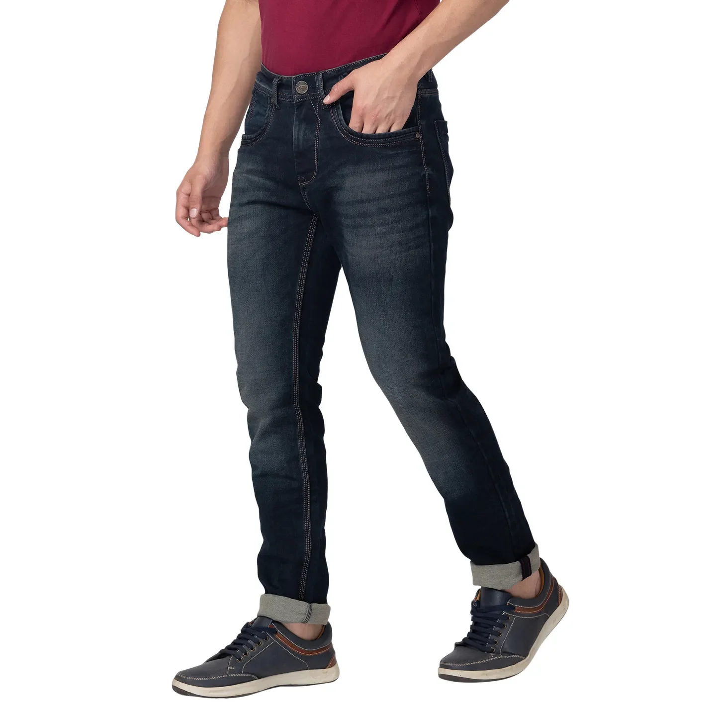 Blue Skinny Straight Fit Men's Denims by Being Human Clothing - Image 2