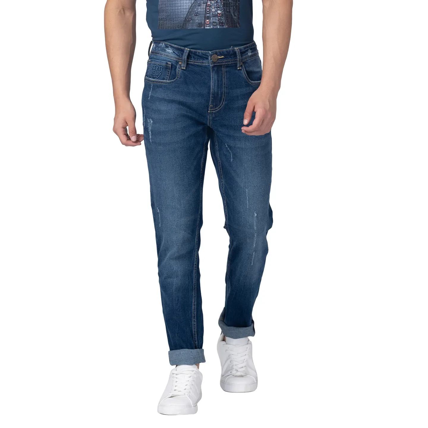 Blue Skinny Straight Fit Men's Denims by Being Human Clothing