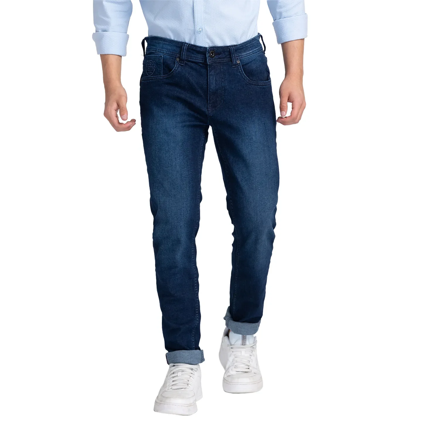 Blue Skinny Straight Fit Men's Denims by Being Human Clothing