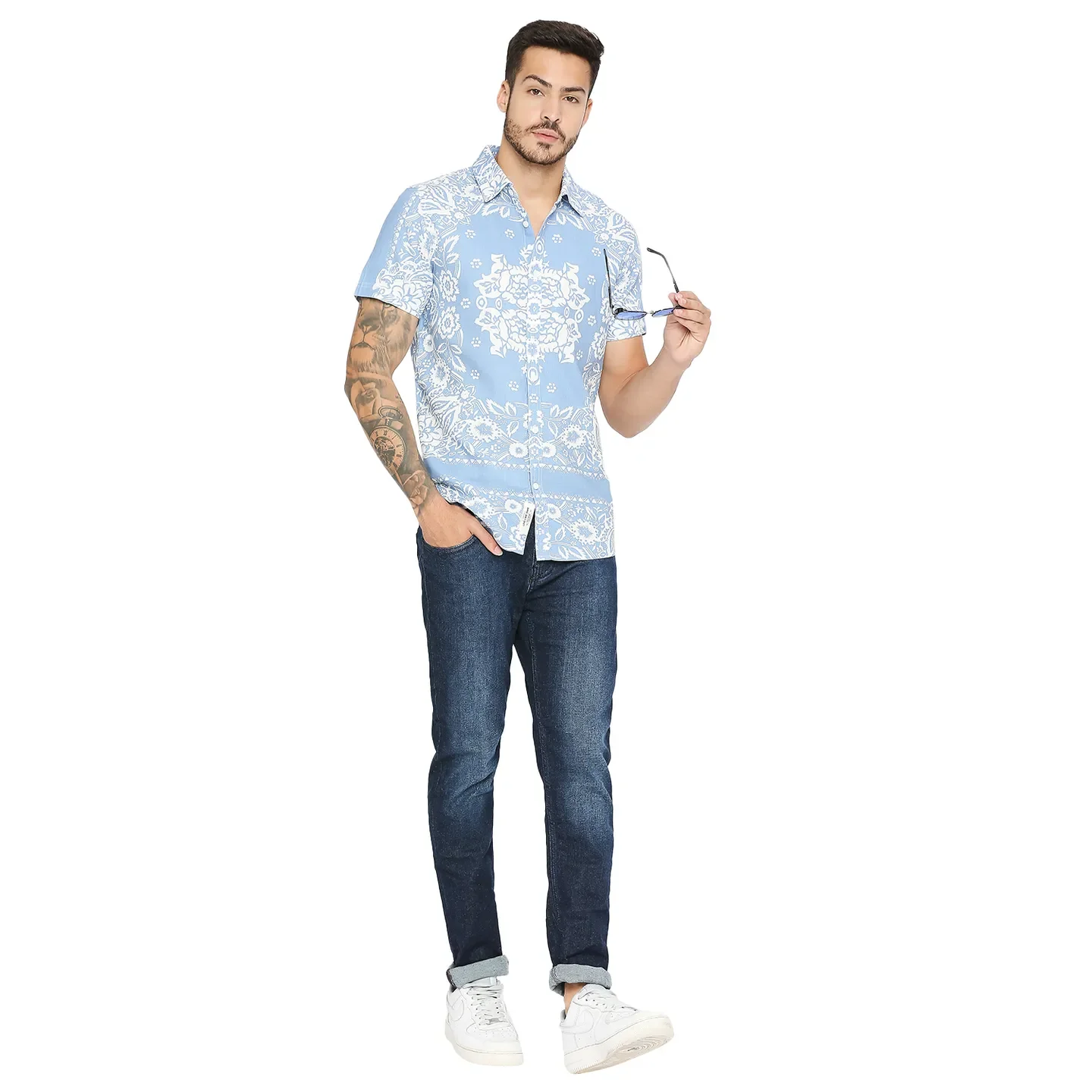 Blue Skinny Straight Fit Men's Denims by Being Human Clothing - Image 6