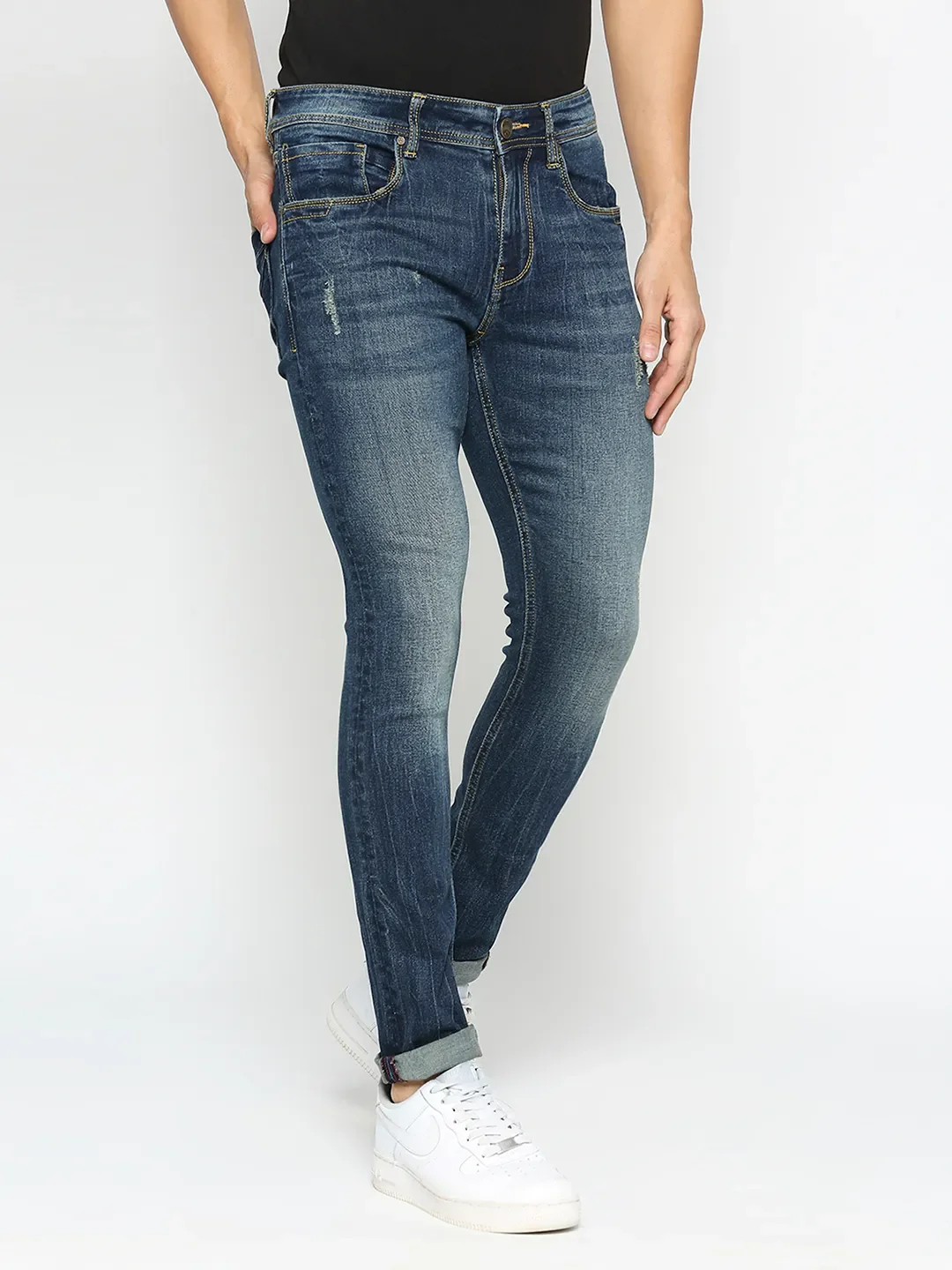 Blue Skinny Straight Fit Men's Denims by Being Human Clothing - Image 2