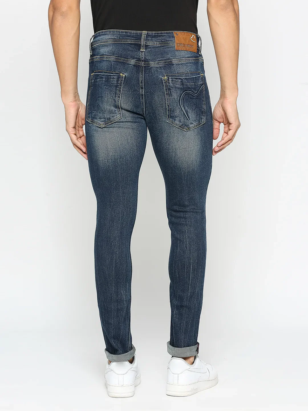 Blue Skinny Straight Fit Men's Denims by Being Human Clothing - Image 3