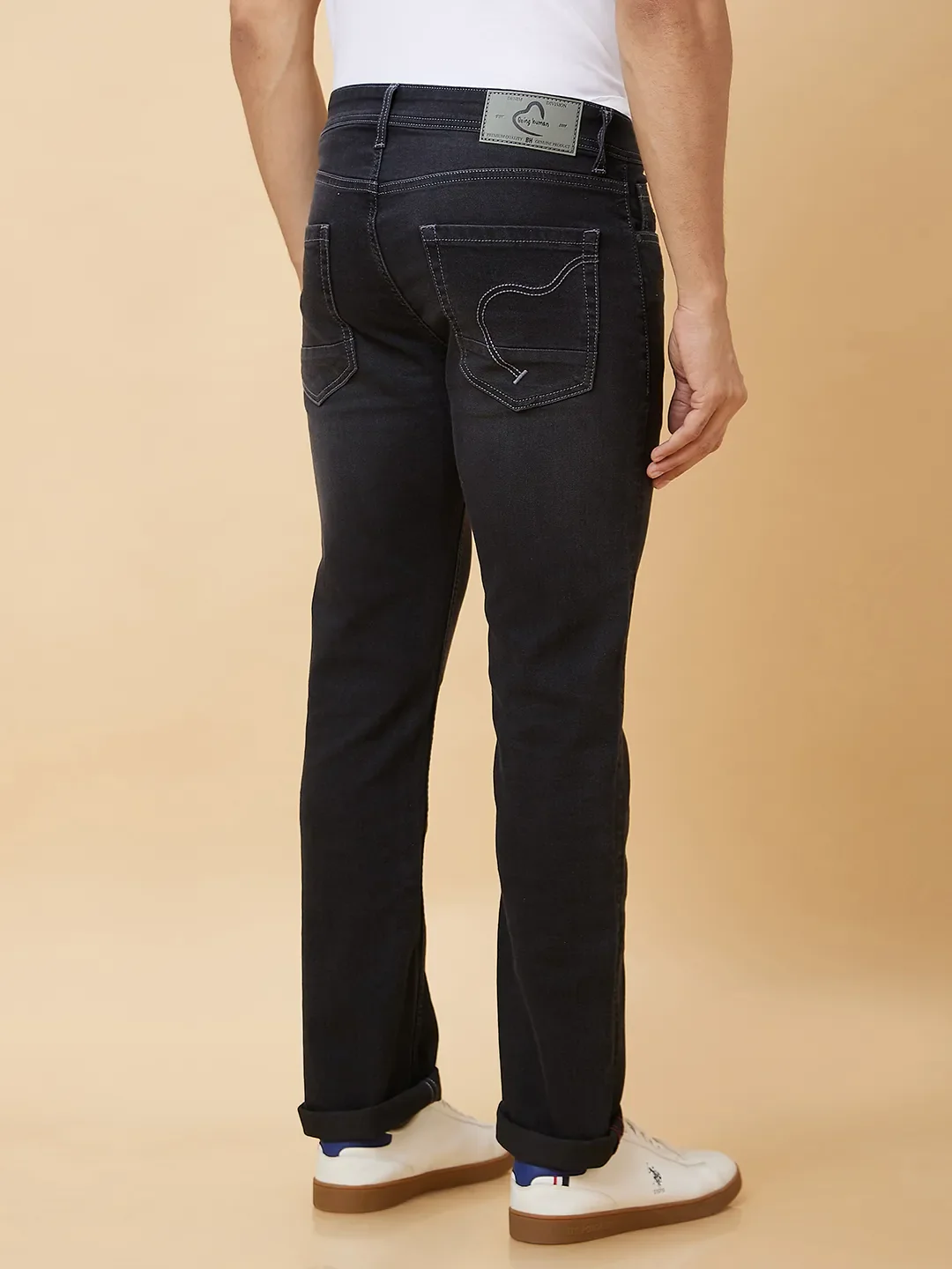 Dark Black Skinny Fit Denims For Men By Being Human Clothing - Image 3