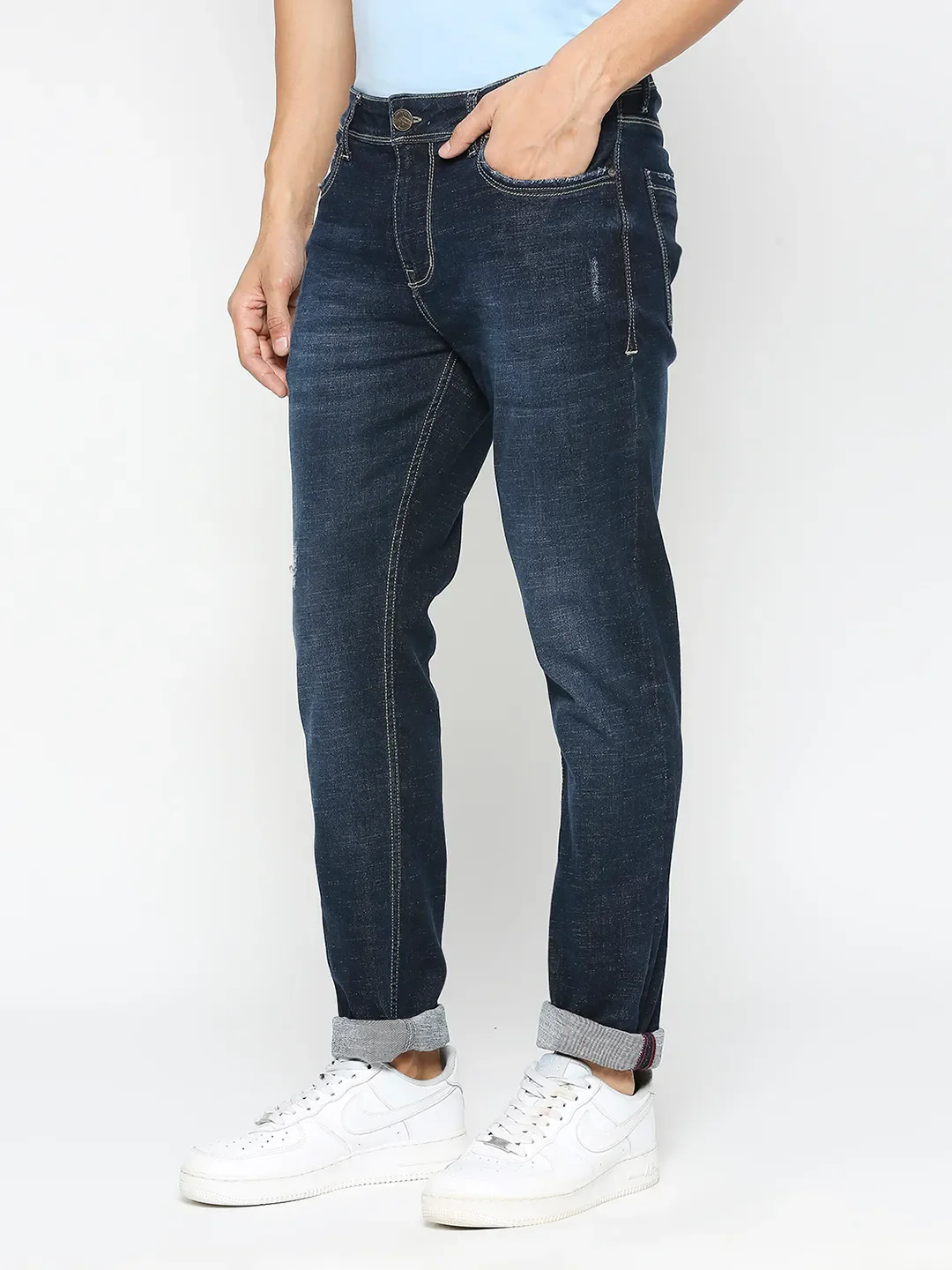Blue Skinny Straight Fit Men's Denims by Being Human Clothing - Image 2