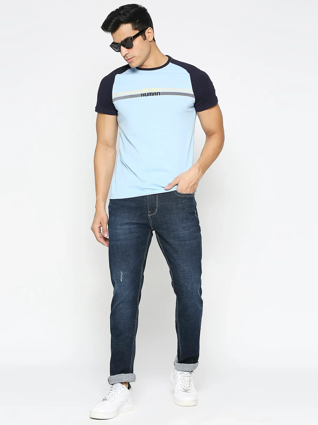 Blue Skinny Straight Fit Men's Denims by Being Human Clothing - Image 6