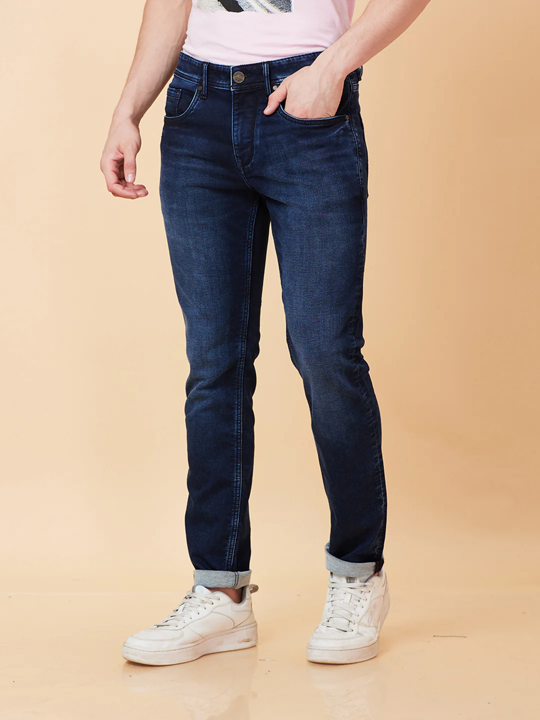 Dark Blue Skinny Fit Denims For Men By Being Human Clothing - Image 3