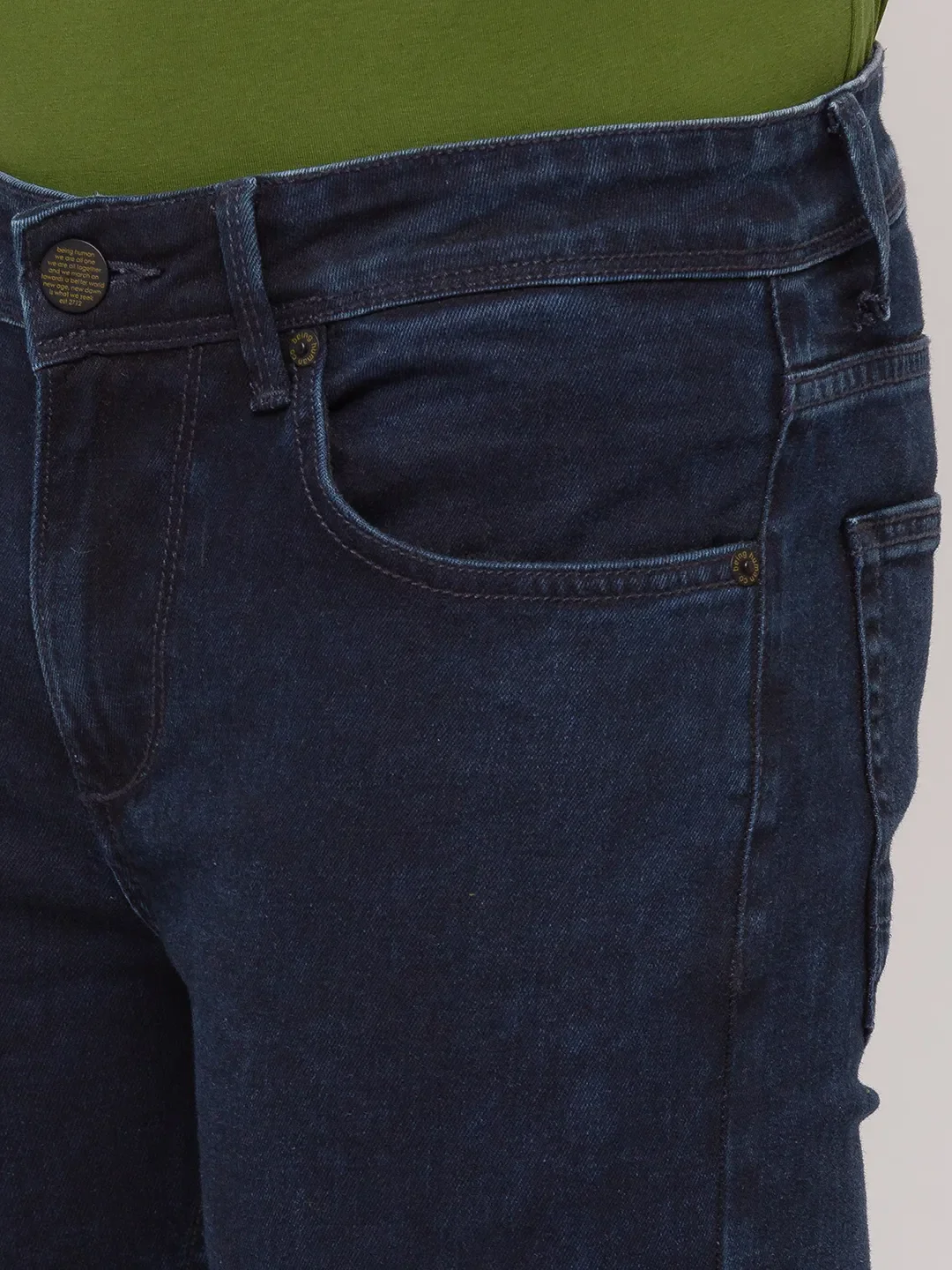 Blue Skinny Straight Fit Men's Denims by Being Human Clothing - Image 4